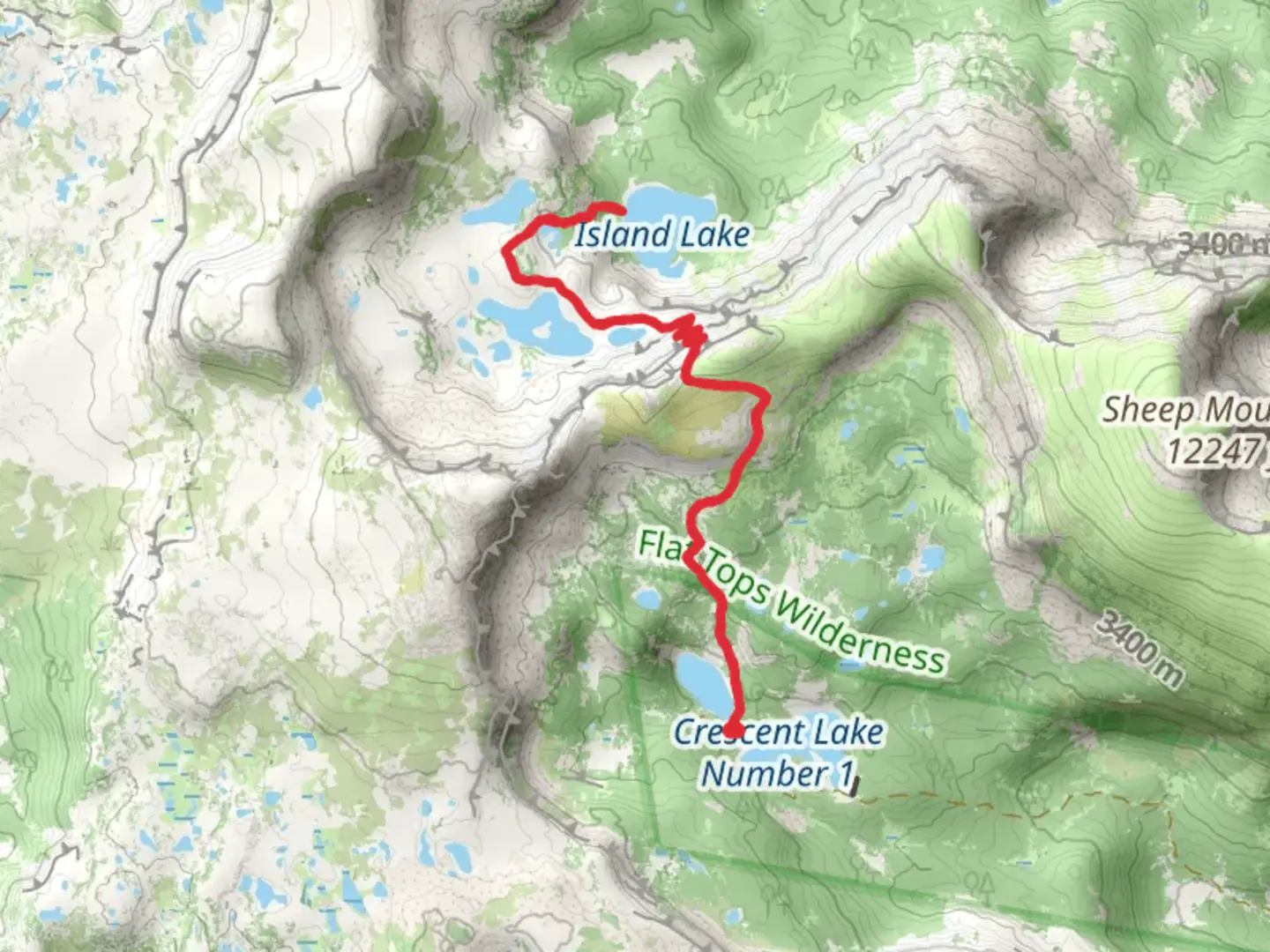 An image depicting the trail Island Lake and Upper Island Lake via South Derby Trail and its surrounding area.