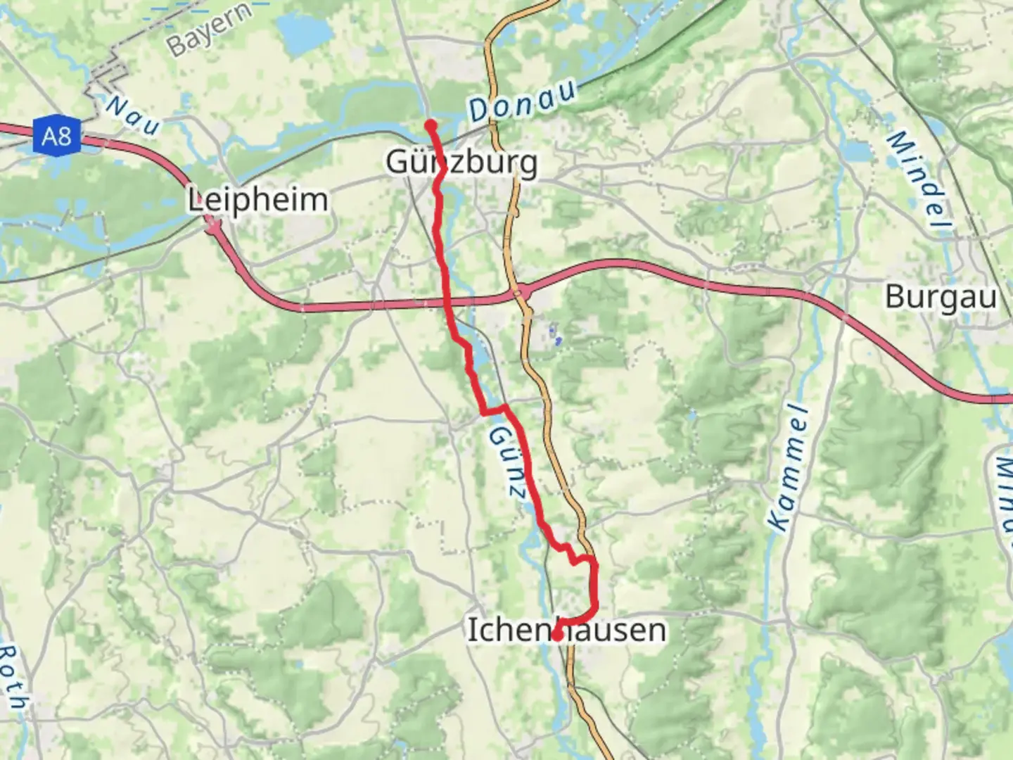 An image depicting the trail Ichenhausen to Waldbad Walk and its surrounding area.