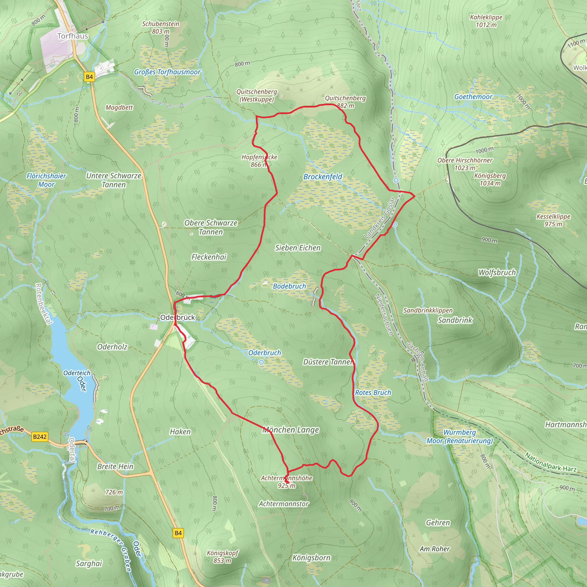 Achtermannshöhe, Dustere Tannen and Quitschenberg Loop mobile static map