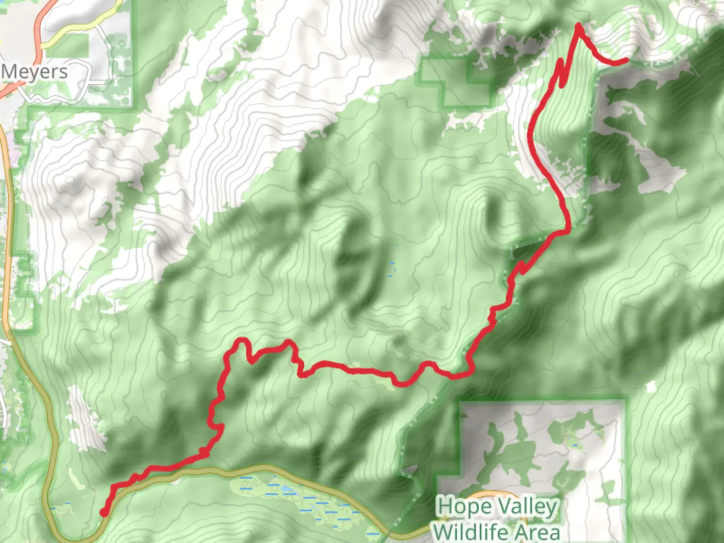 An image depicting the trail Freel Peak via Tahoe Rim Trail and its surrounding area.