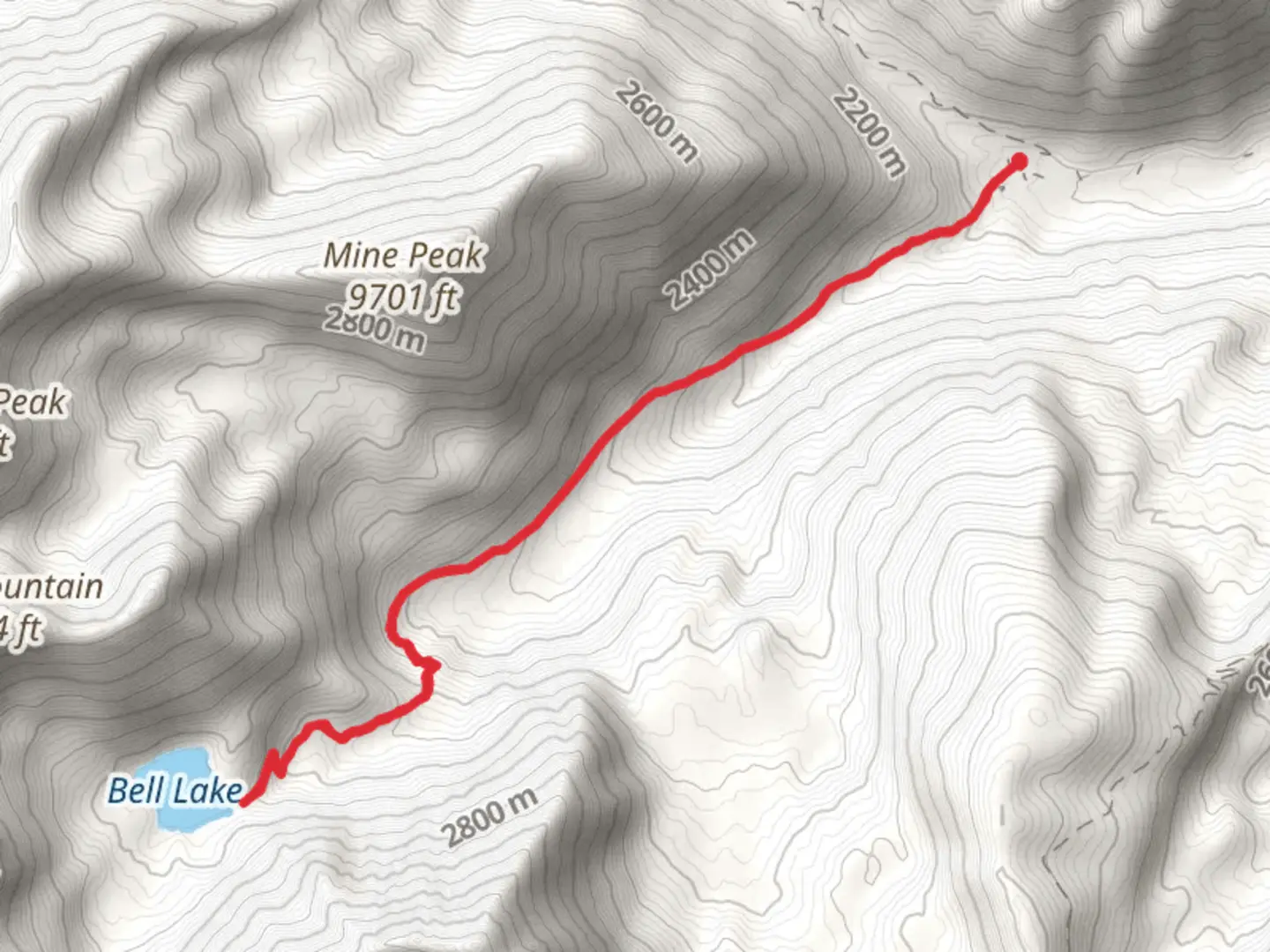An image depicting the trail Bell Lake and its surrounding area.