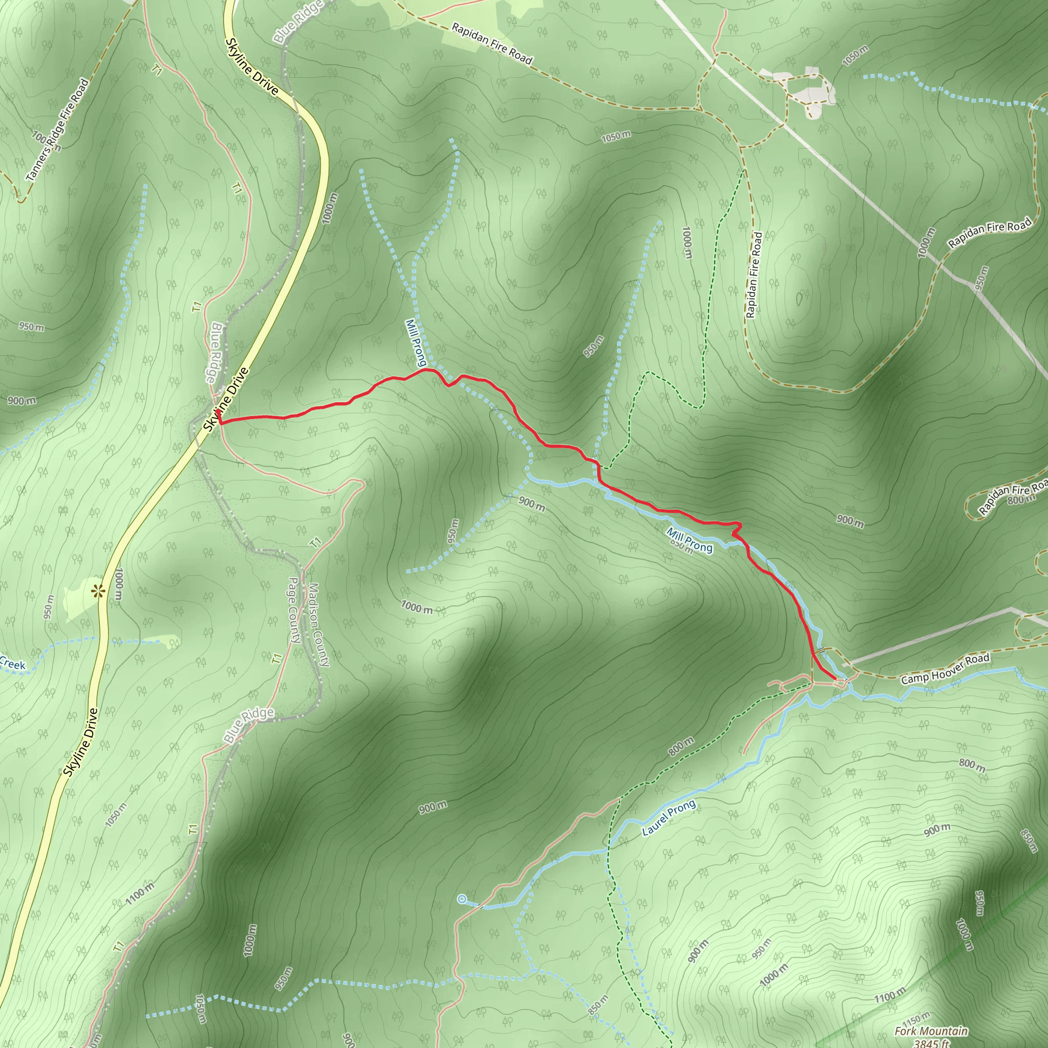 Mill Prong Trail from Milam Gap mobile static map