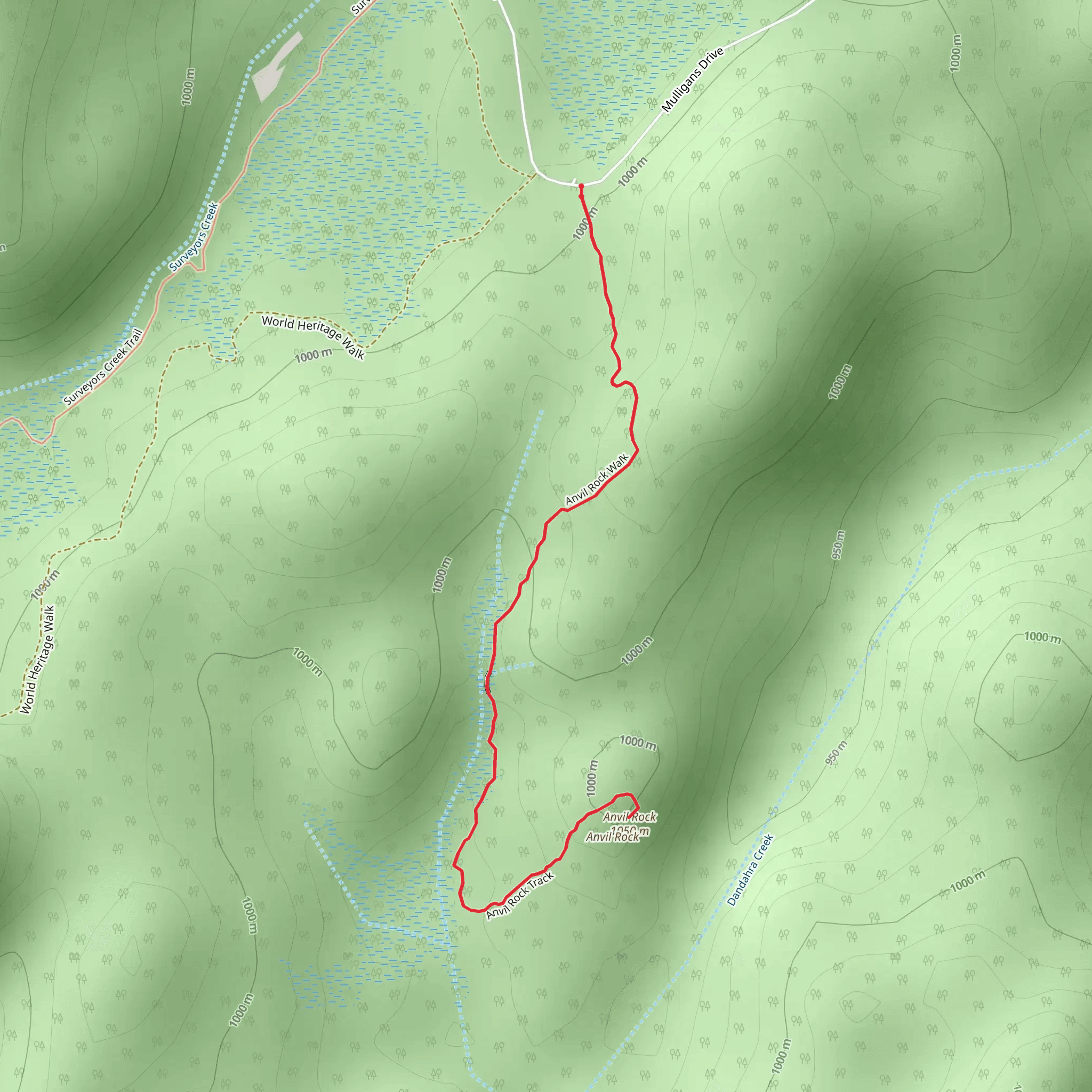 Anvil Rock Track mobile static map