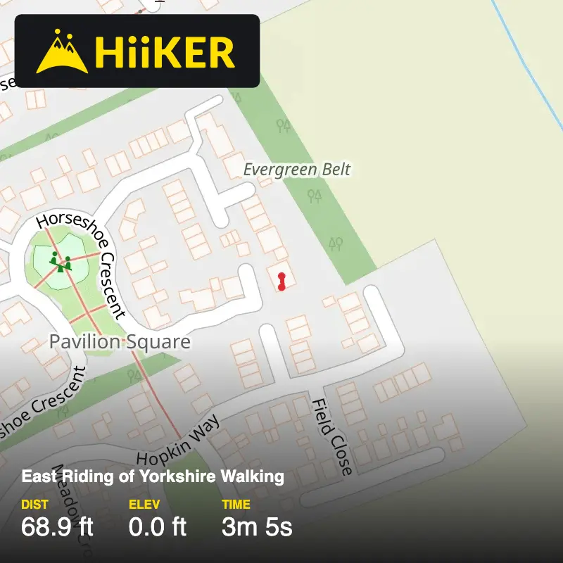 A map preview of the recording East Riding of Yorkshire Walking.