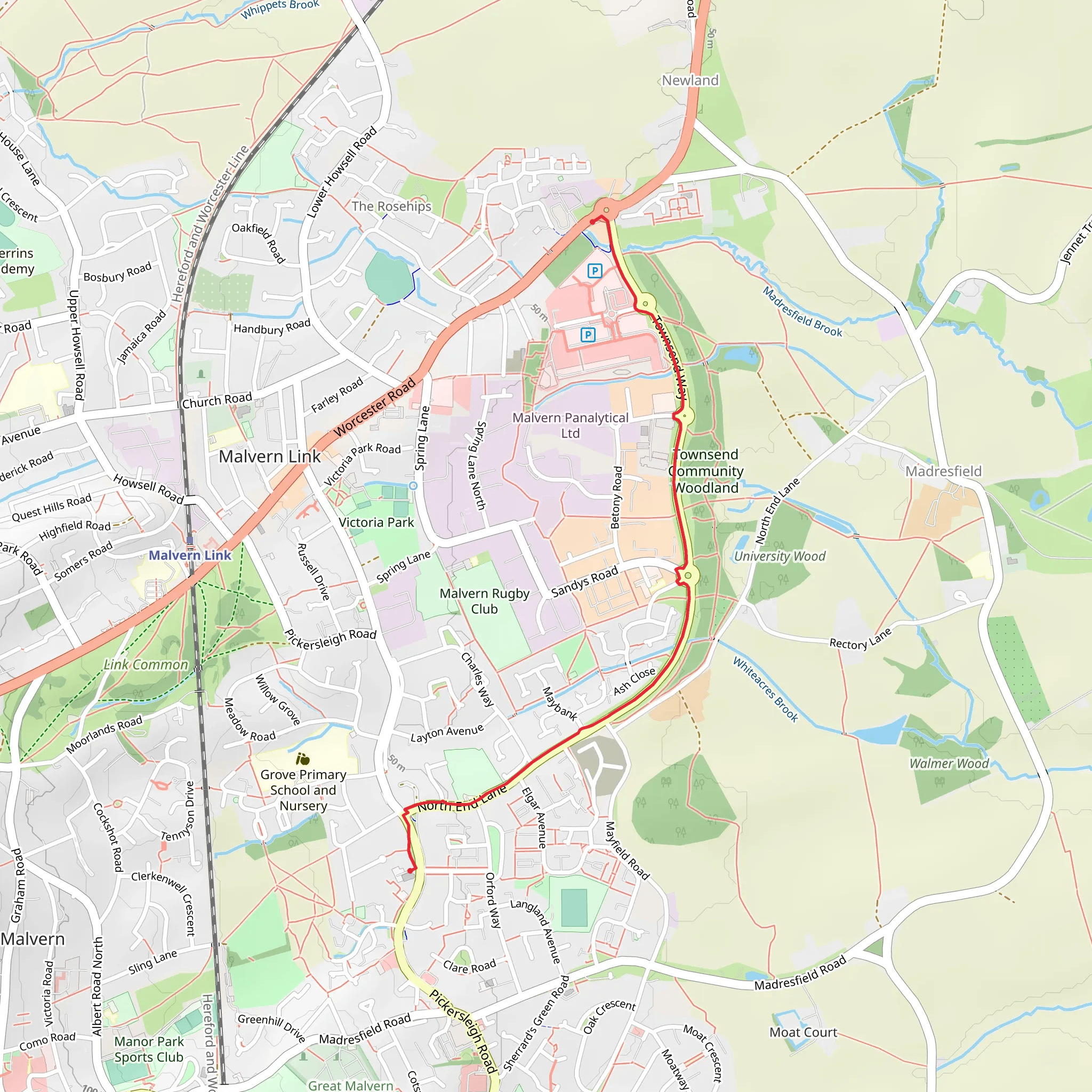 Newland to Pickersleigh Walk mobile static map