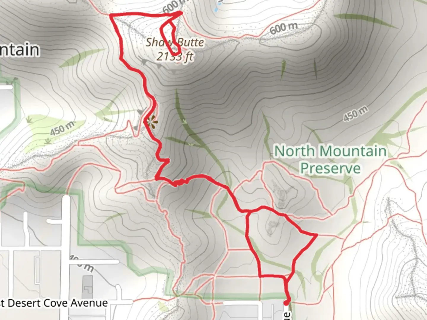 An image depicting the trail Shaw Butte via Trail 306 and its surrounding area.