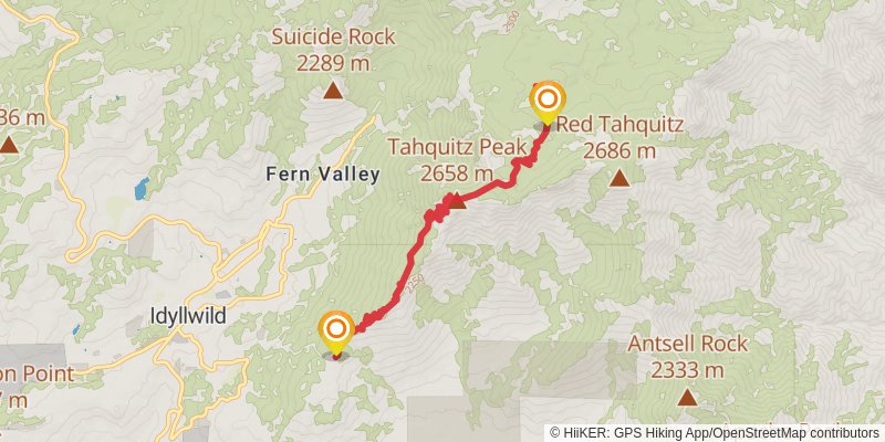 Tahquitz Peak via Pacific Crest Trail stage 2 Map