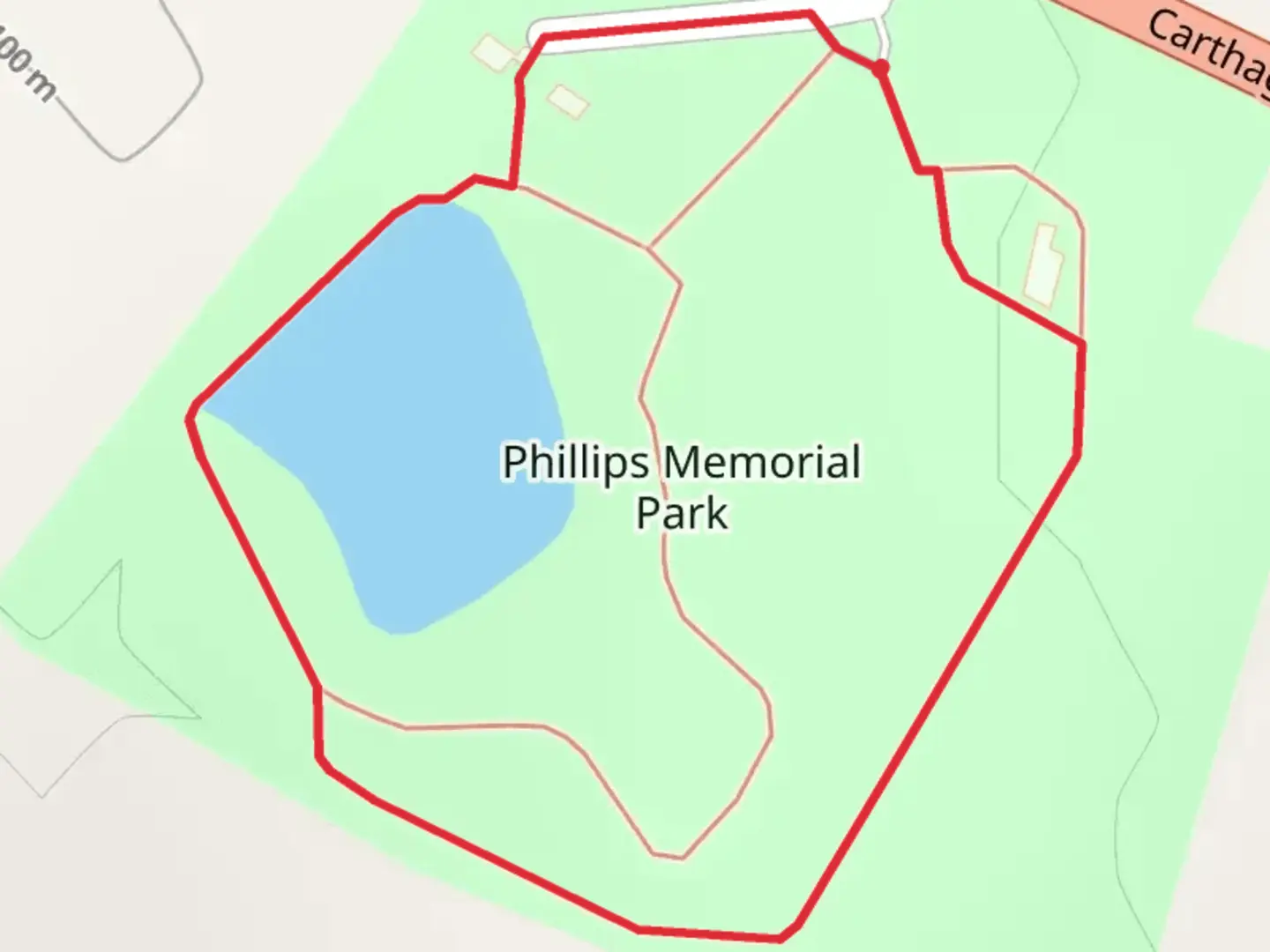 An image depicting the trail Phillips Memorial Park Loop and its surrounding area.