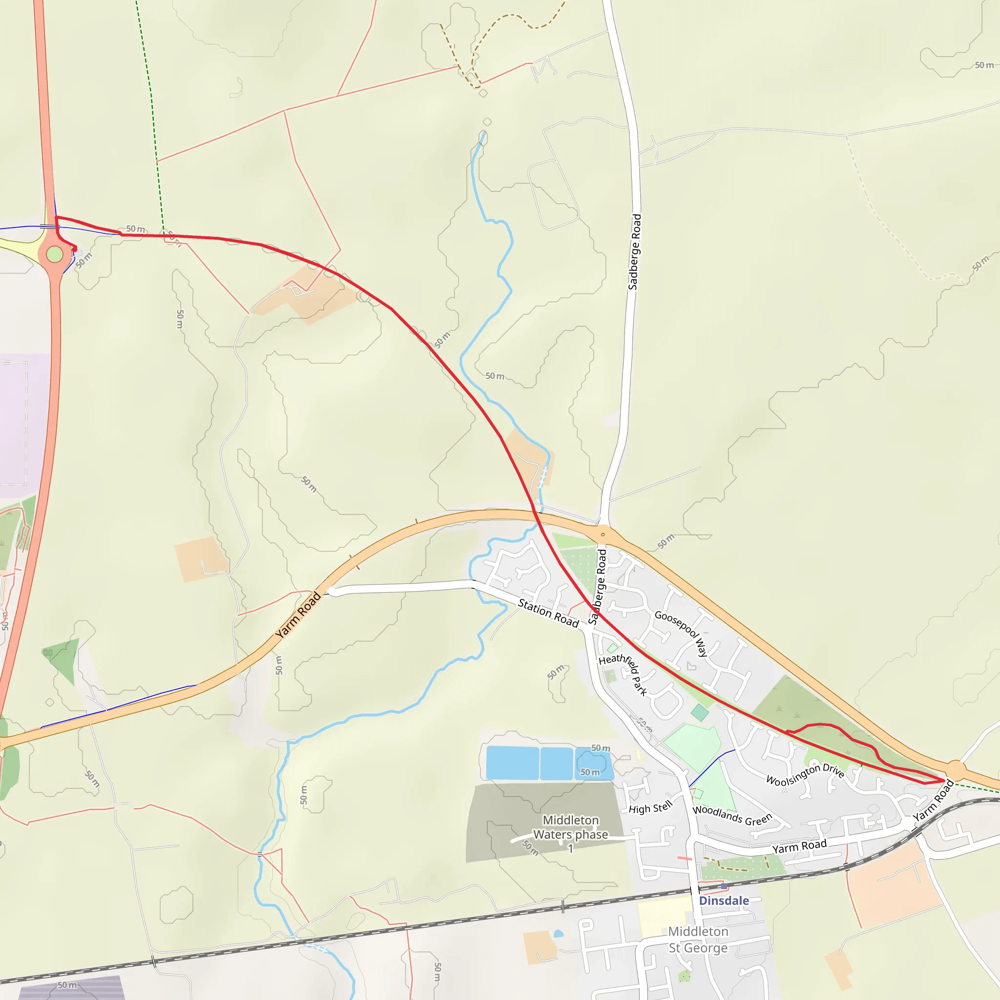 The Whinnies, Middleton St George Walk mobile static map