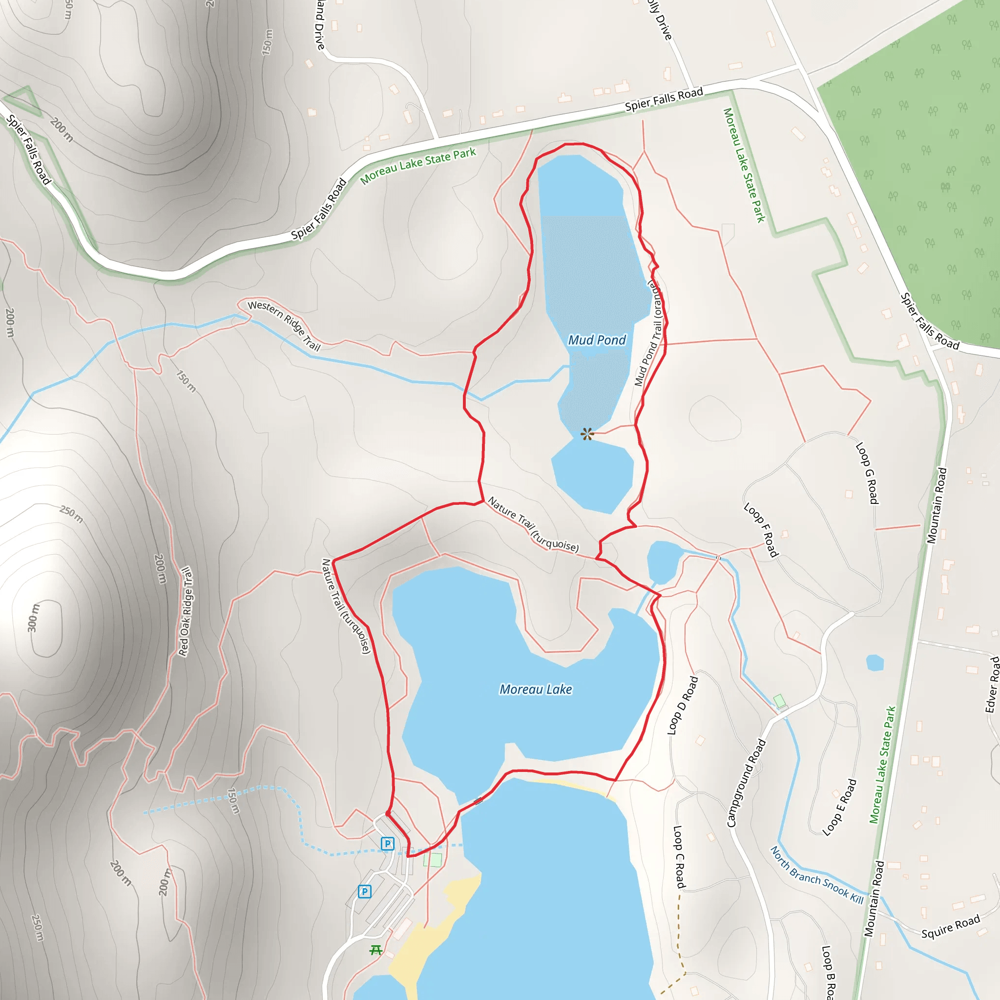 Moreau Lake and Mud Pond Loop mobile static map