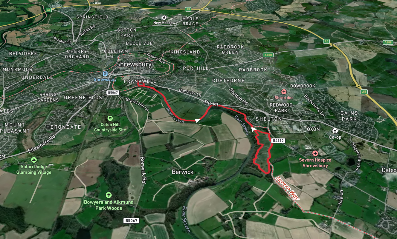 Shelton Rough and Spring Coppice via Shropshire Way