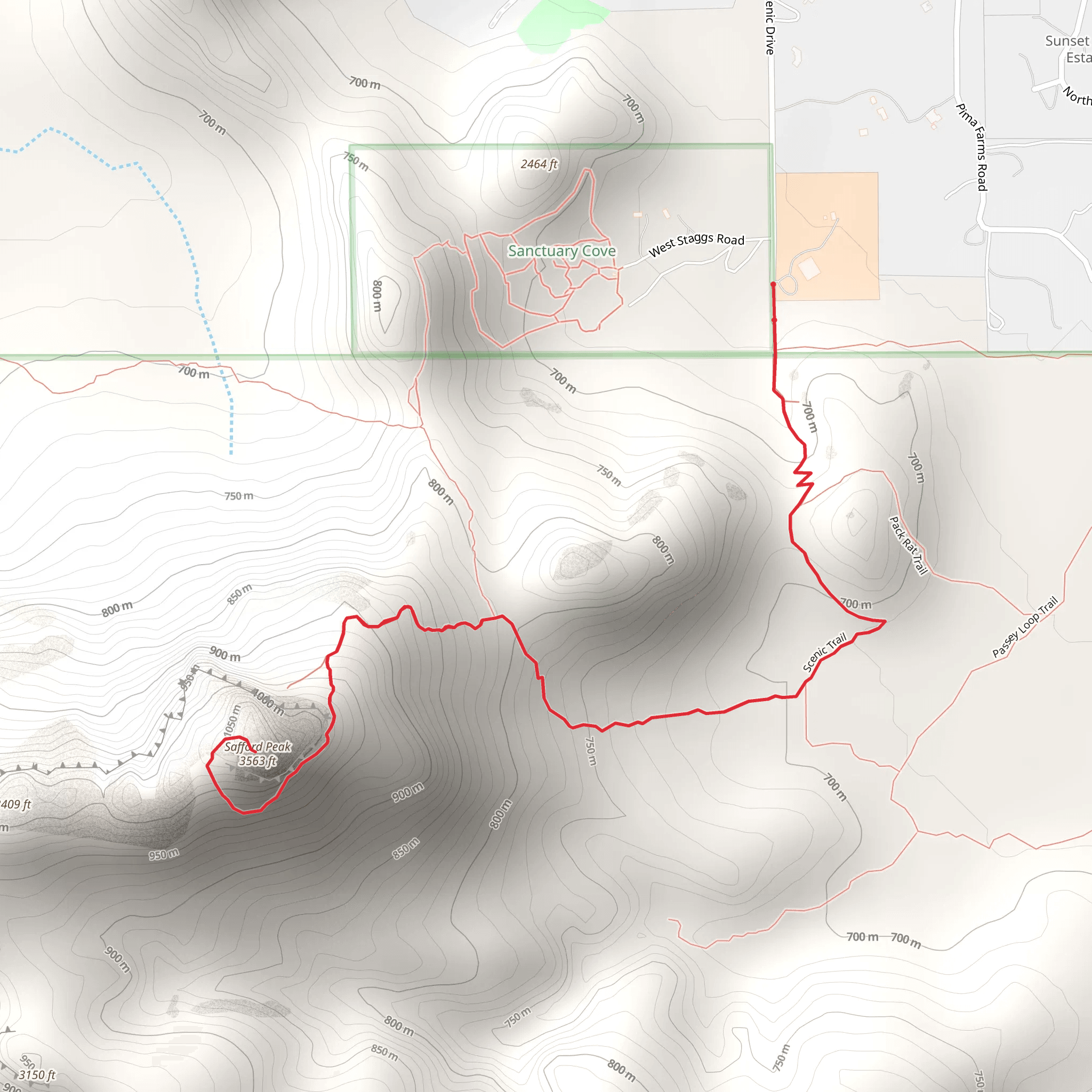 Safford Peak Trail mobile static map