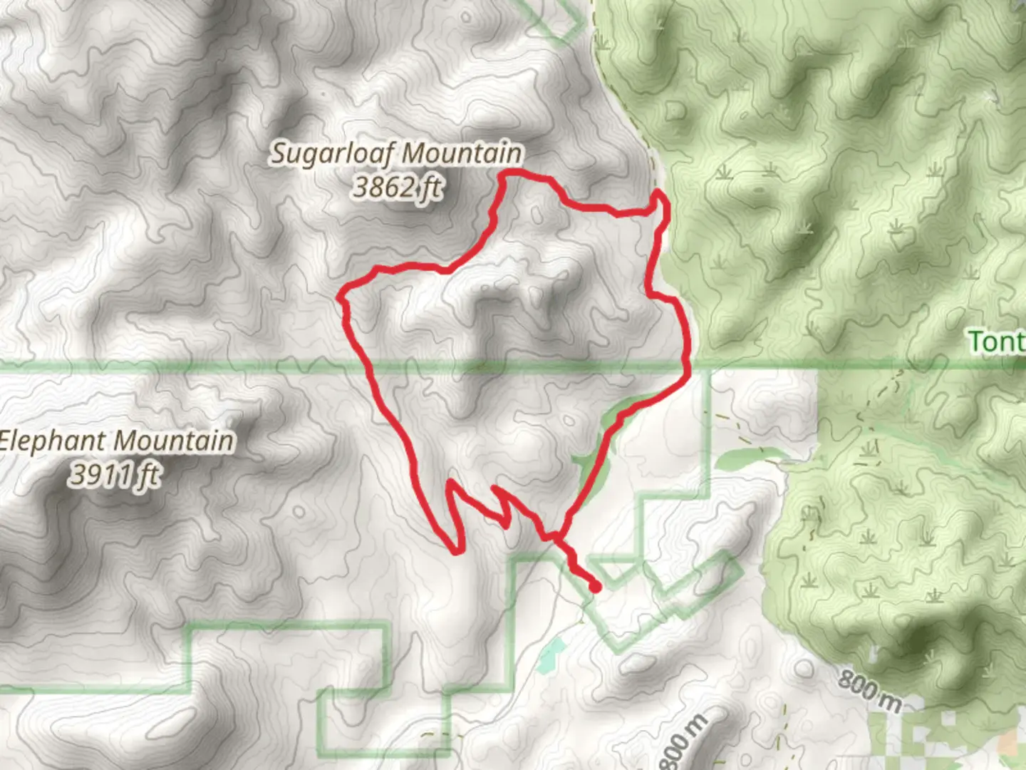 An image depicting the trail Solar Oasis, Limestone and Tortuga Loop Trail and its surrounding area.