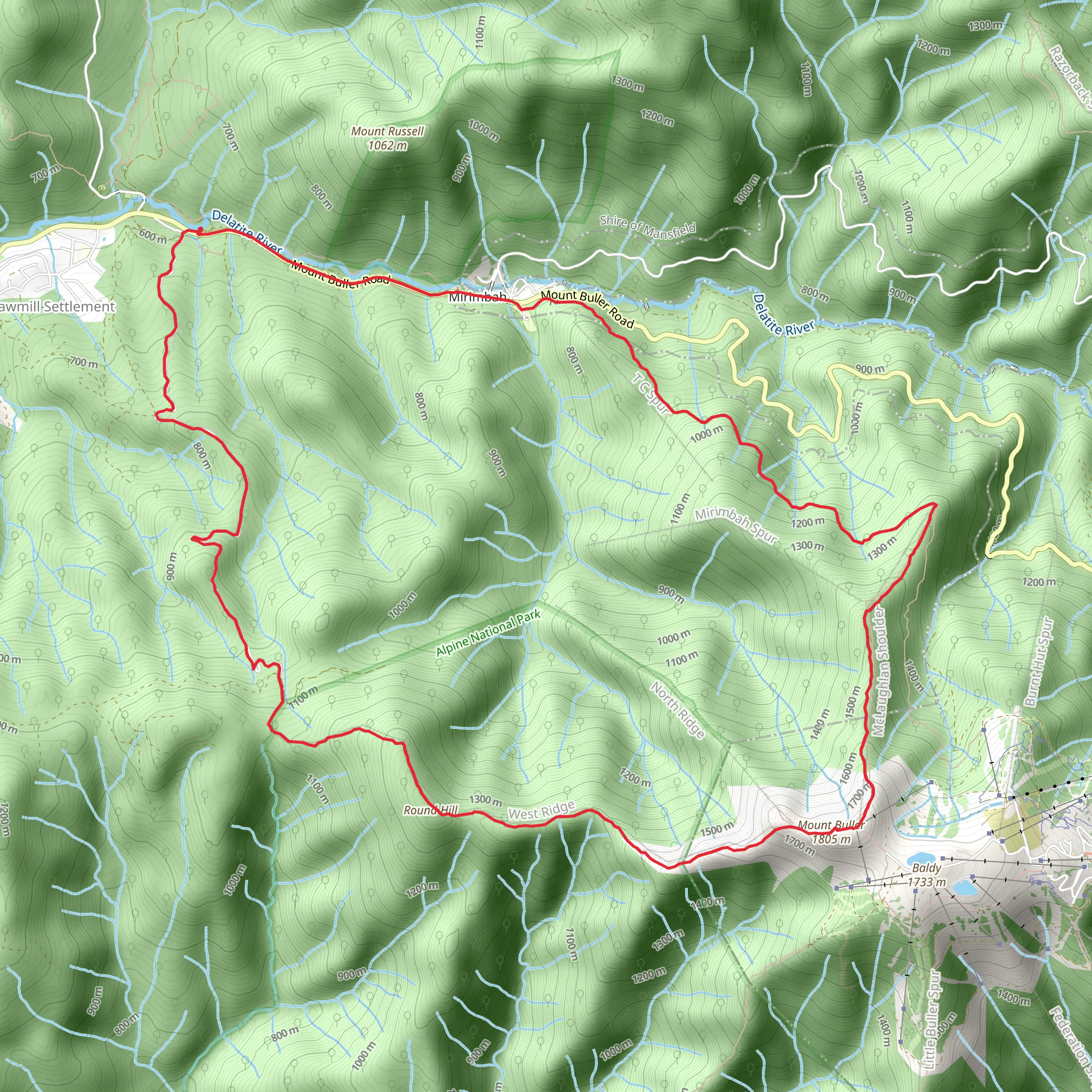Mount Buller Traverse Trail mobile static map