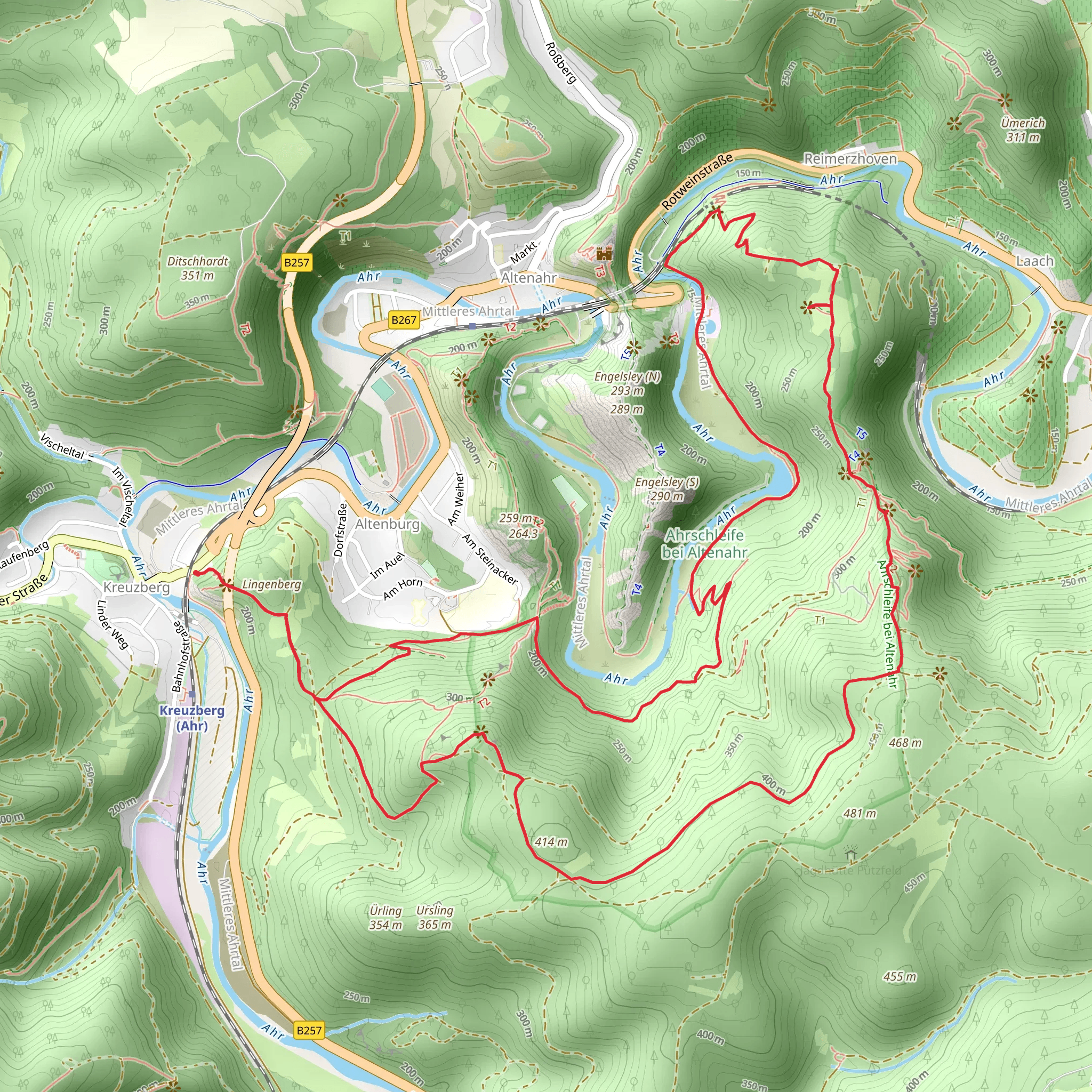 Schrock and Hornberg via Ahr Venn Weg mobile static map