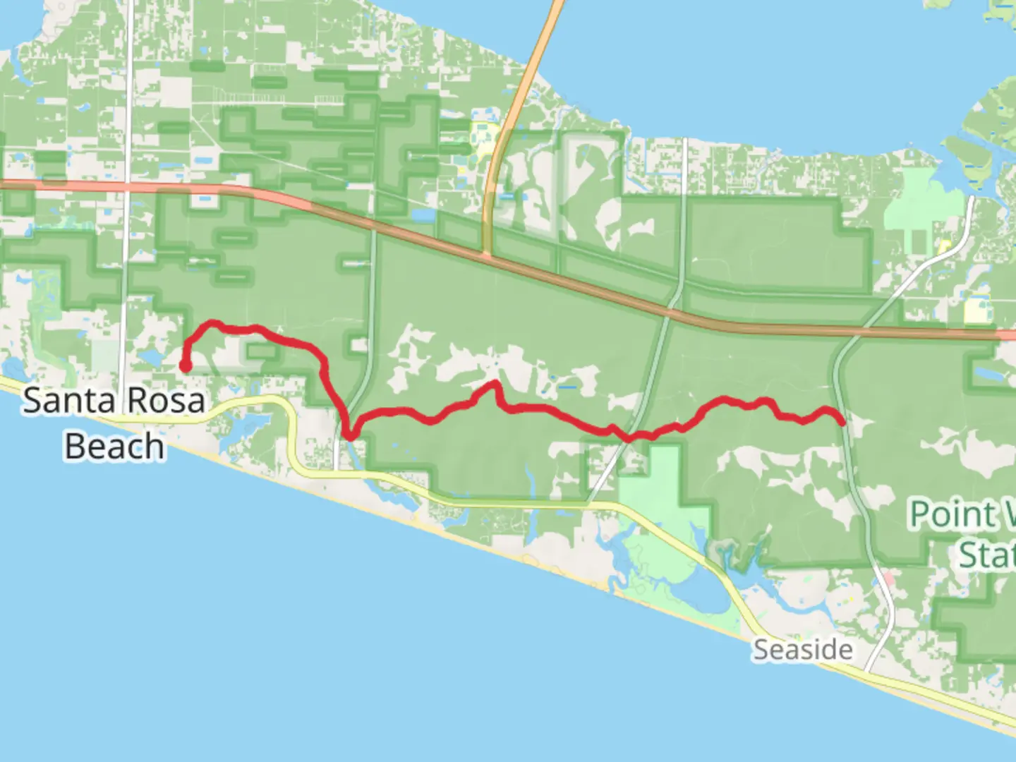An image depicting the trail Longleaf Greenway - Santa Rosa Beach and its surrounding area.