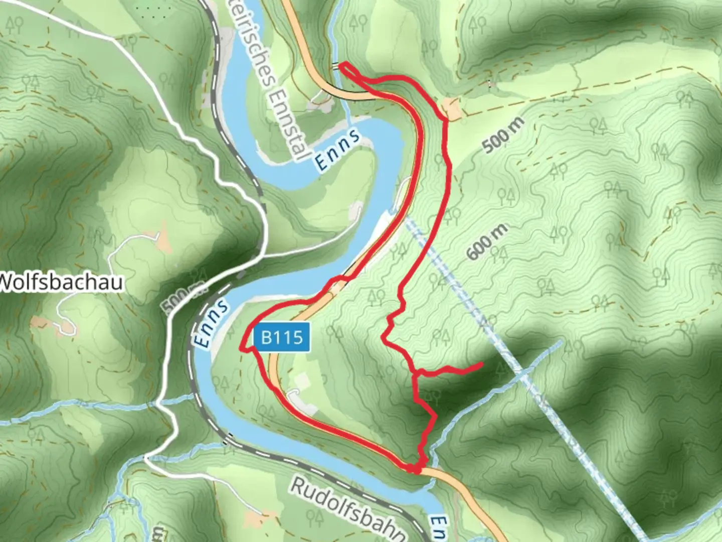 An image depicting the trail The Rochusgrotte and its surrounding area.