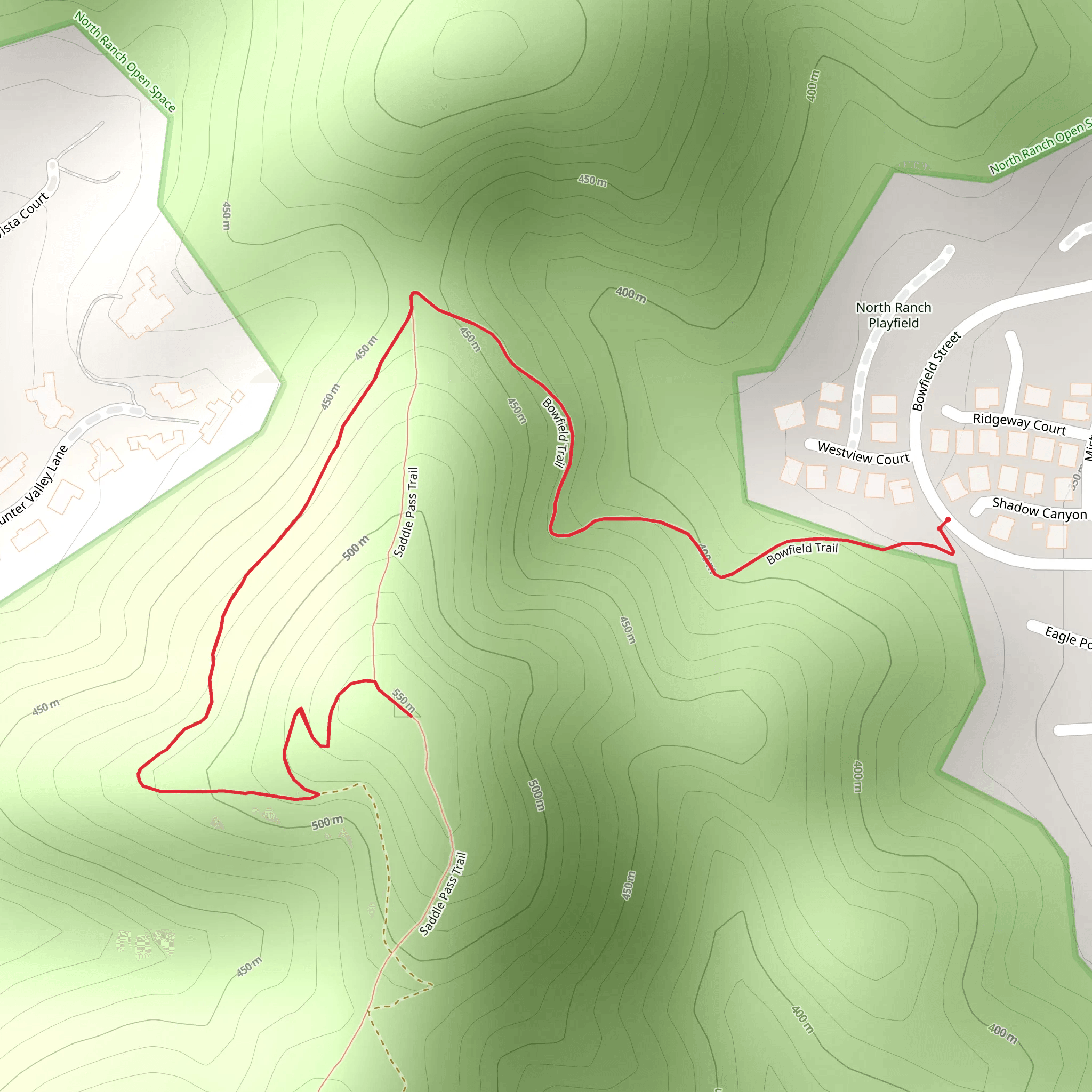 Bowfield Trail and Saddle Pass mobile static map