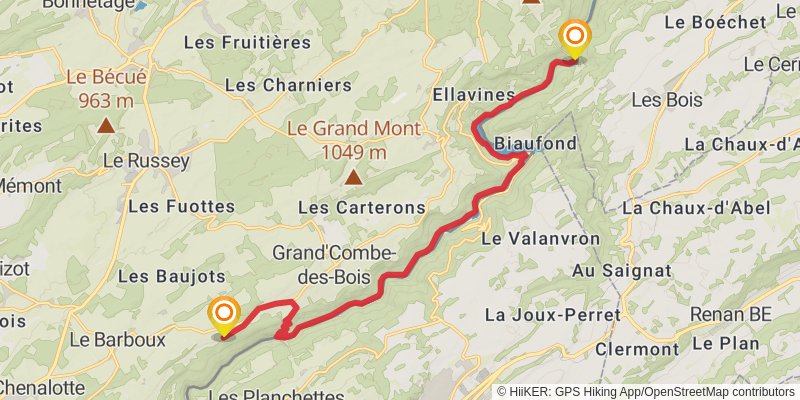GR 509 - GTJ la Grande Traversée du Jura stage 5 Map
