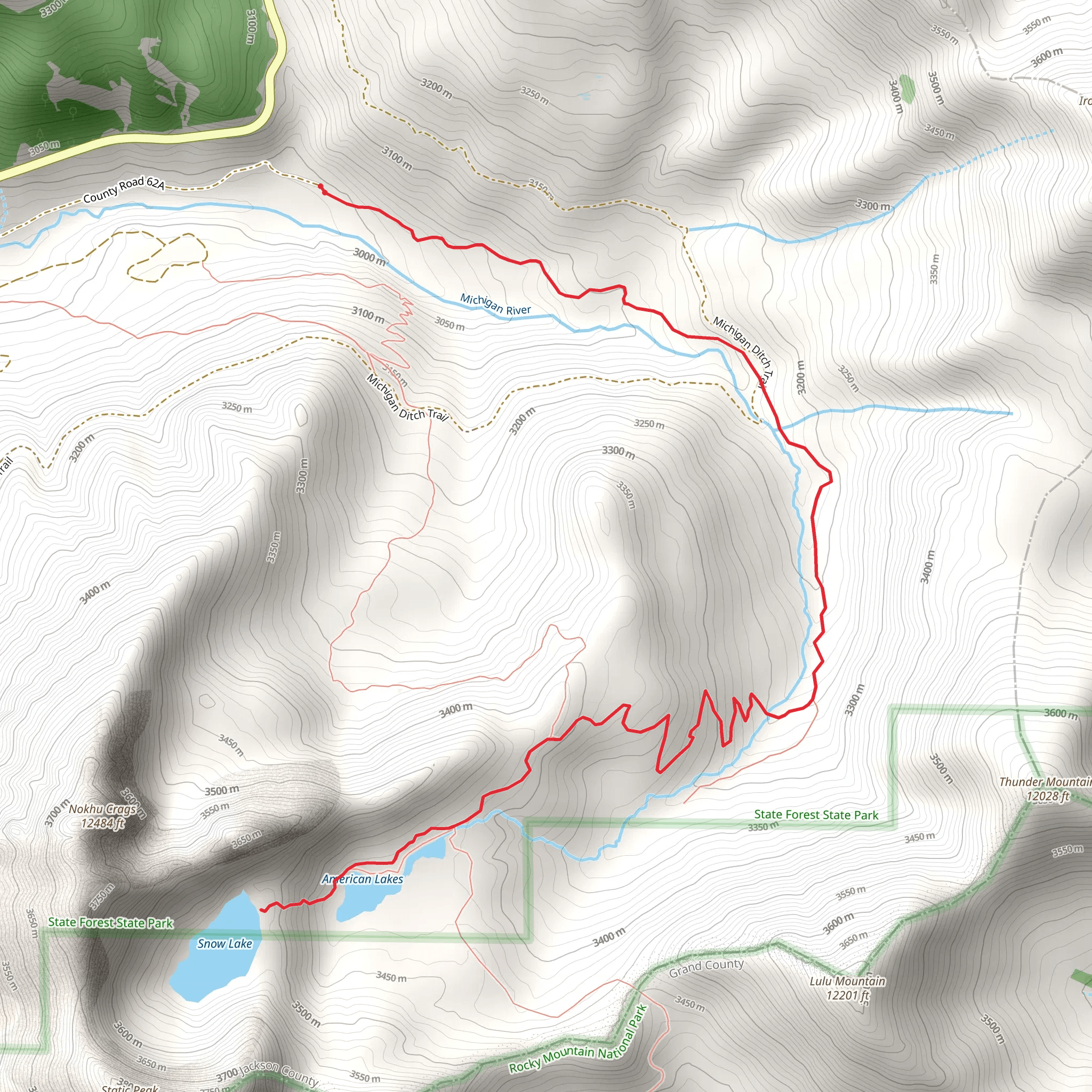 American Lakes Trail mobile static map