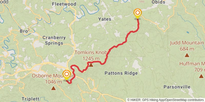 Mountains-to-Sea Trail stage 30 Map