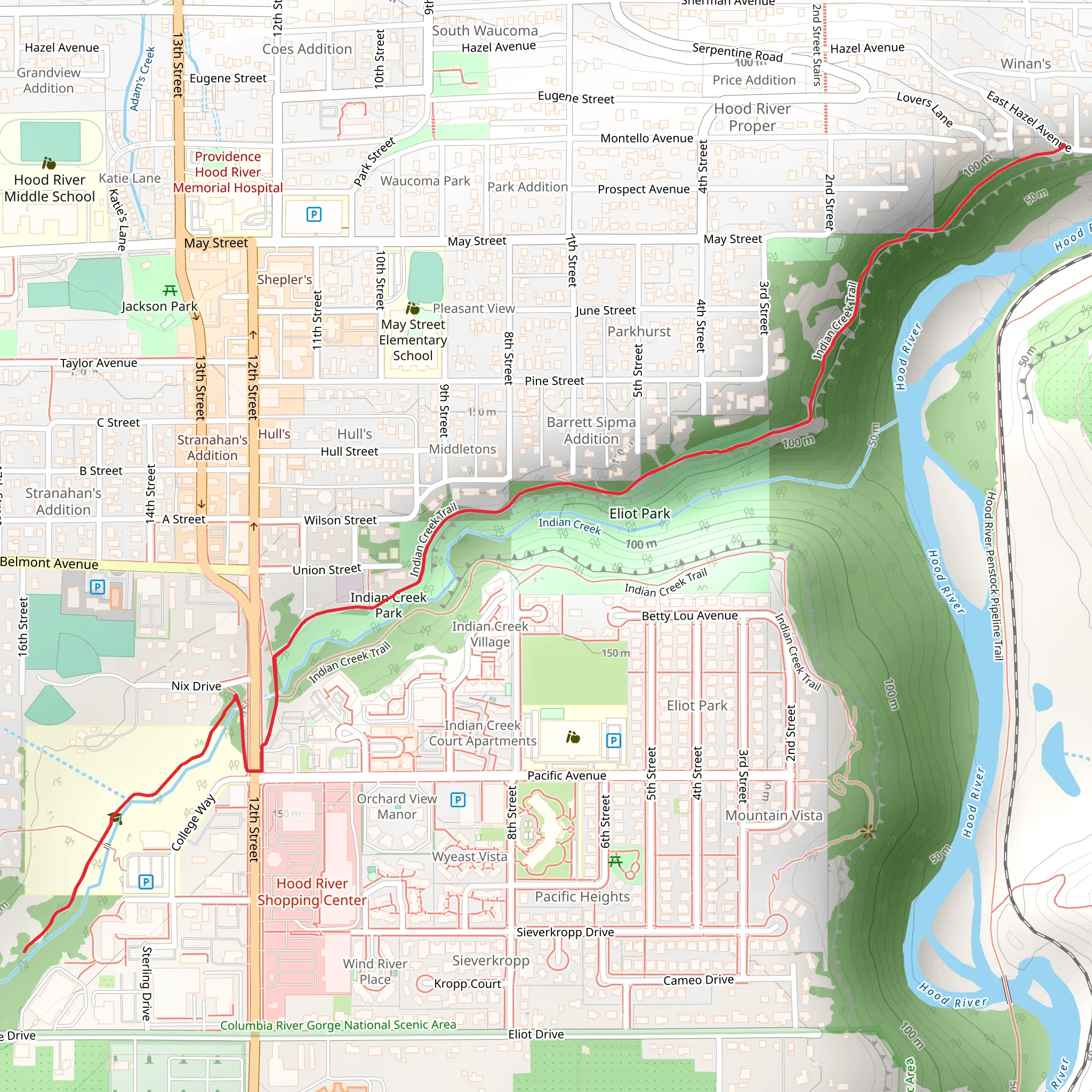 Indian Creek Trail - Eliot Park mobile static map