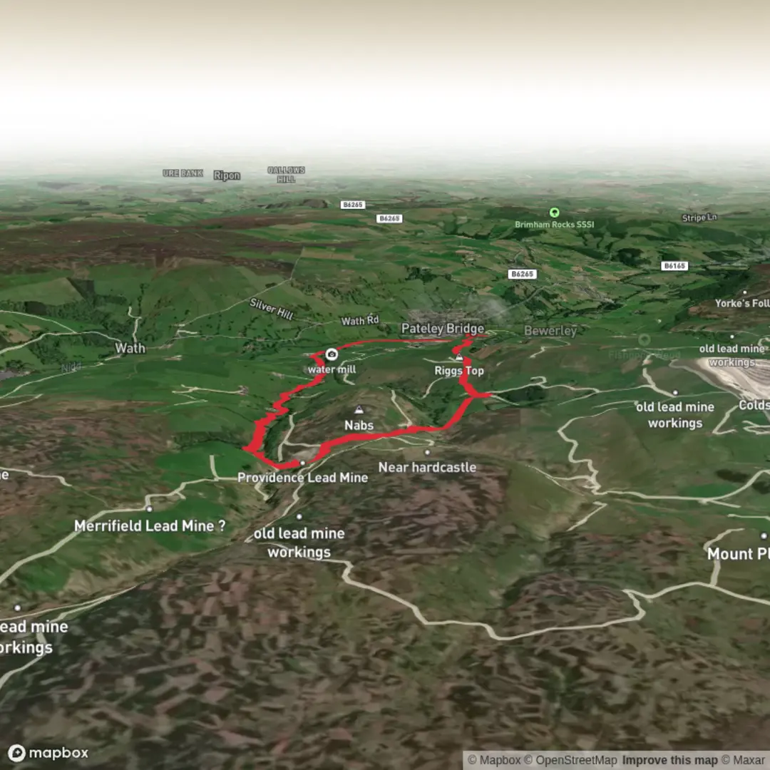 An image depicting the trail Pateley Bridge and Riggs Top Loop and its surrounding area.