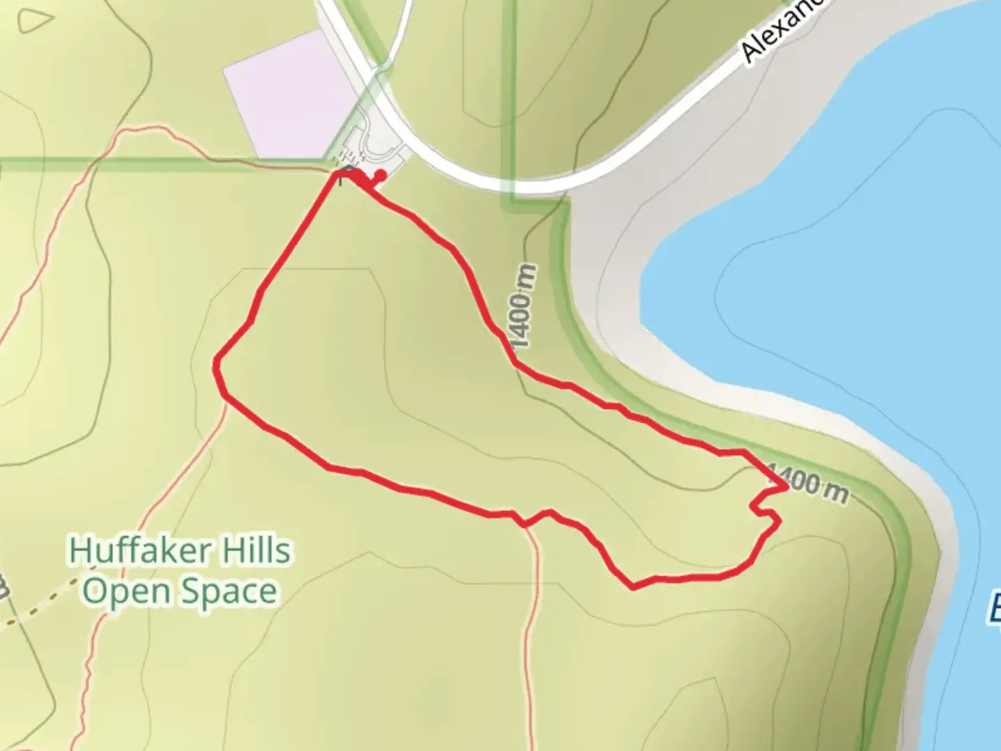 An image depicting the trail Huffaker Hills Effluent Storage Reservoir West Loop and its surrounding area.