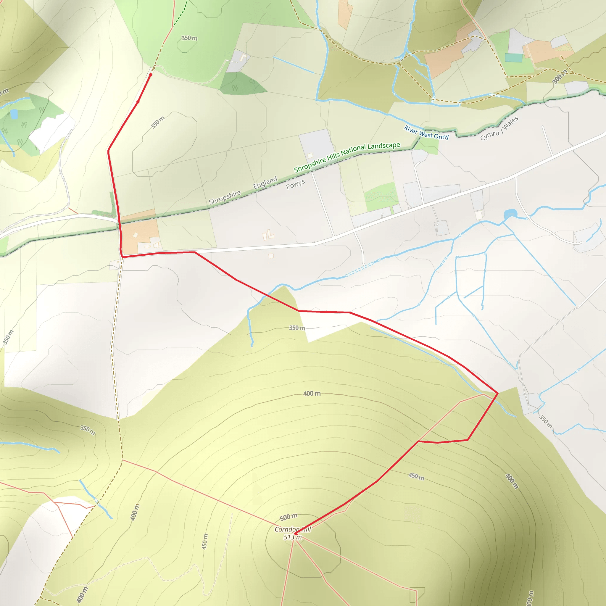 Corndon Hill from near Priest Weston mobile static map
