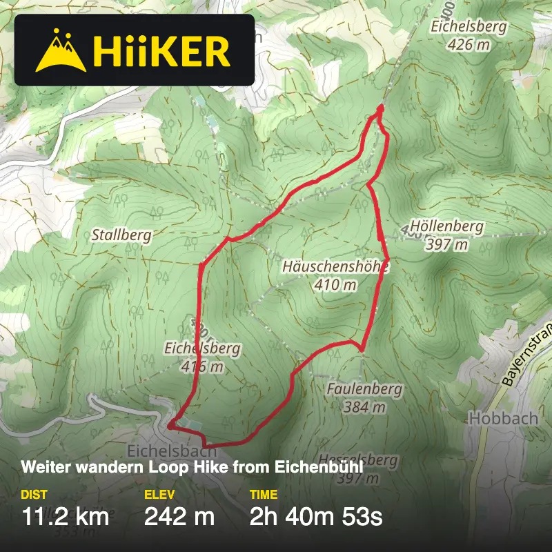 A map preview of the recording Weiter wandern Loop Hike from Eichenbühl.