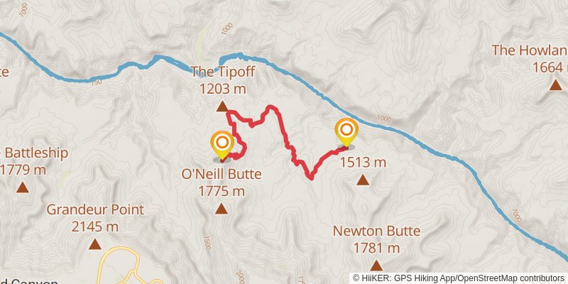 Tonto Trail - Grandview Trail to South Kaibab Trail stage 3 Map