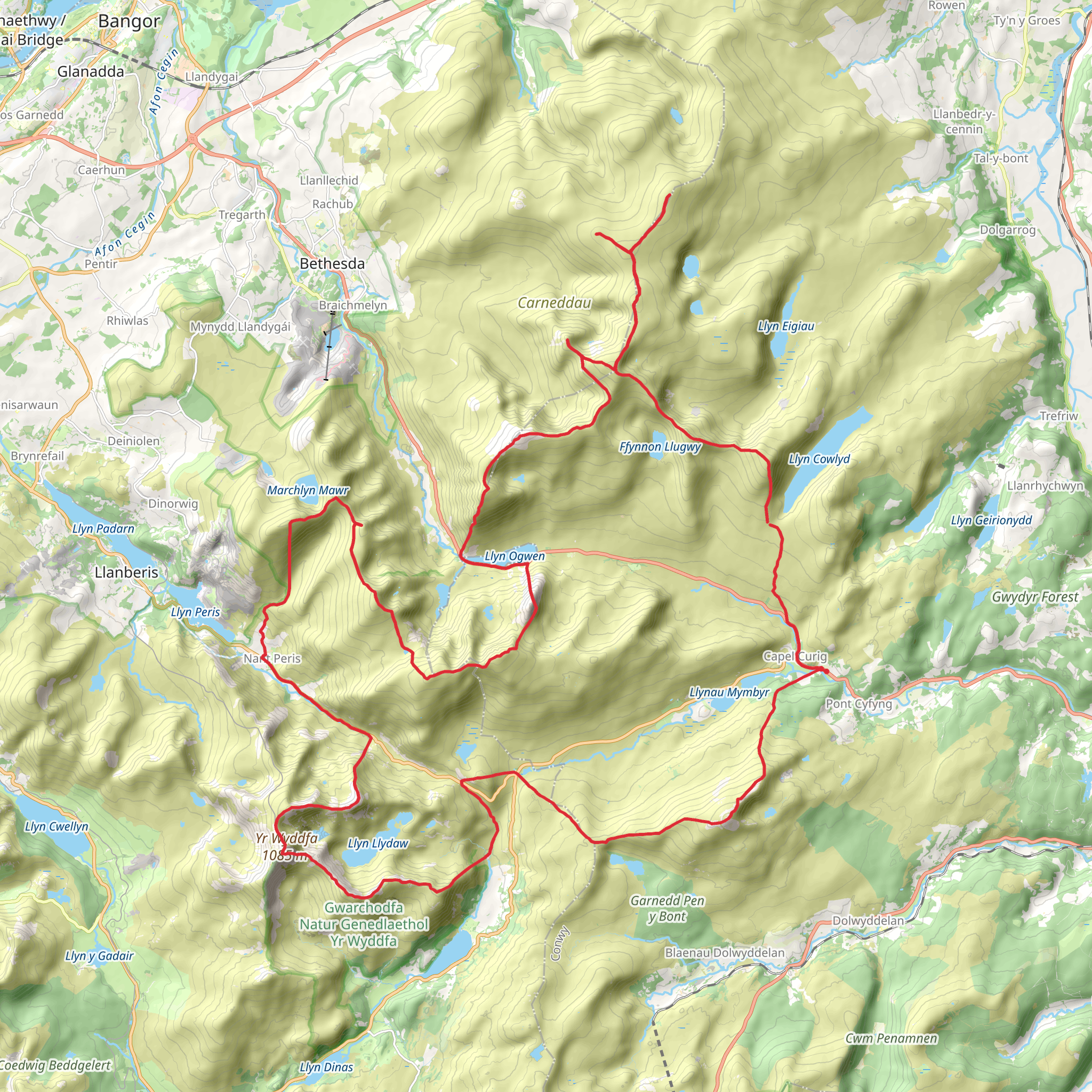 24 hours Loop from Capel Curig mobile static map