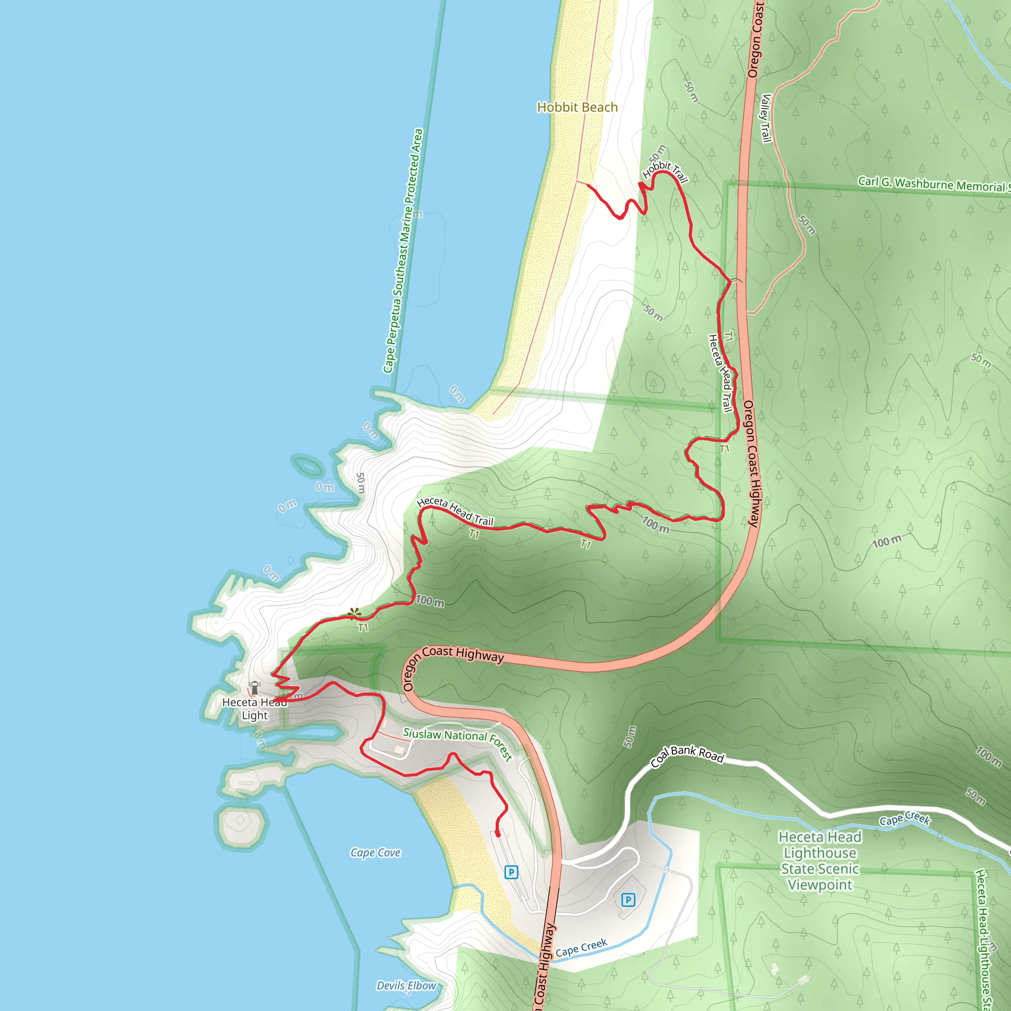 Heceta Head Trail mobile static map
