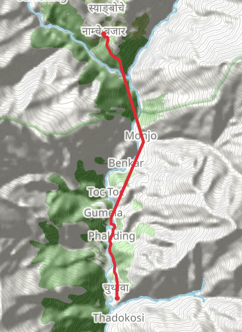 Hike on Namche to Lukla mobile static map