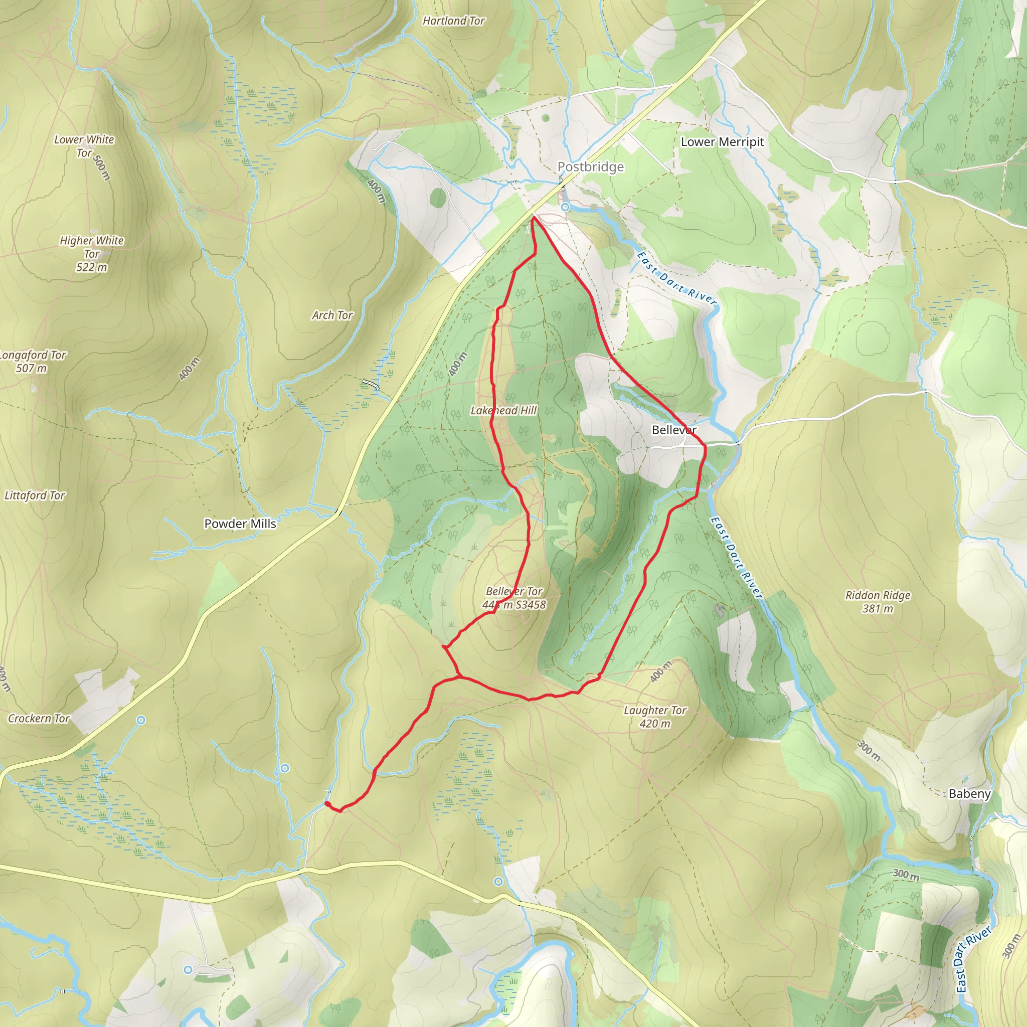 Bellever Tor and Kraps Ring Loop mobile static map