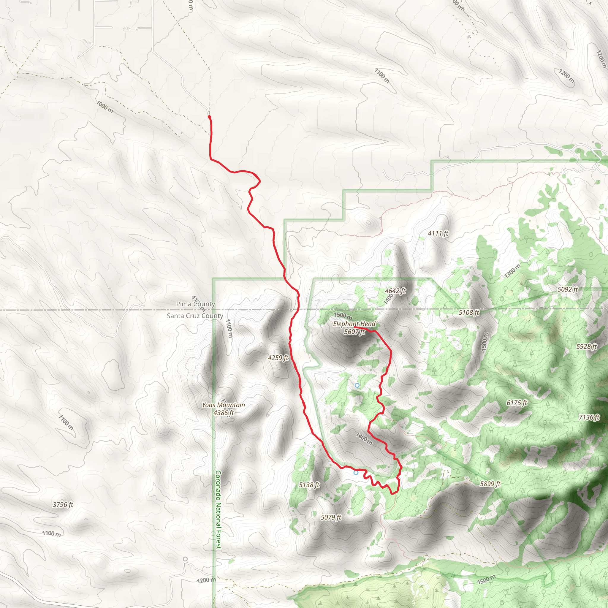 Elephant Head via South Monarch Way mobile static map