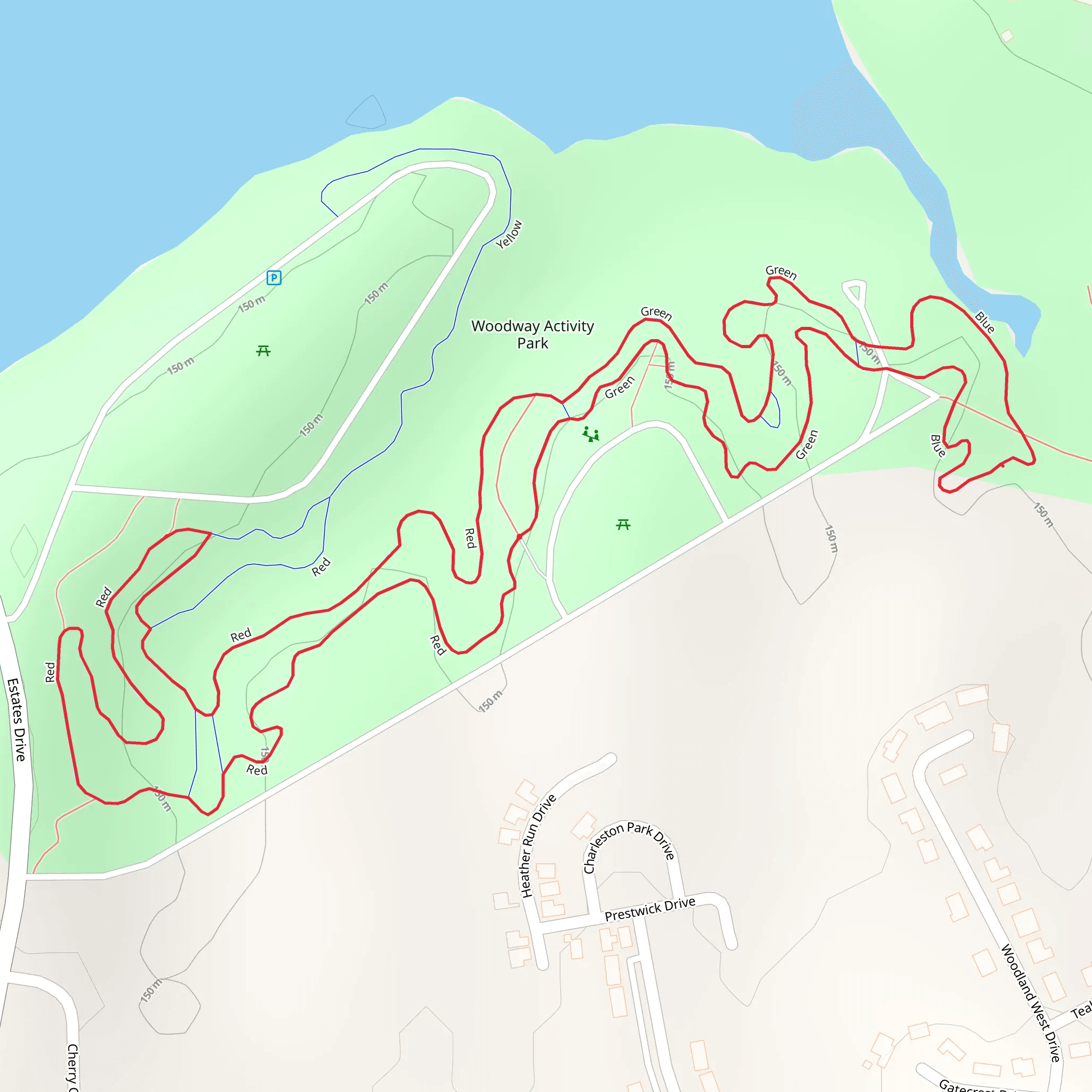 Woodway Park - Red and Green Loop mobile static map