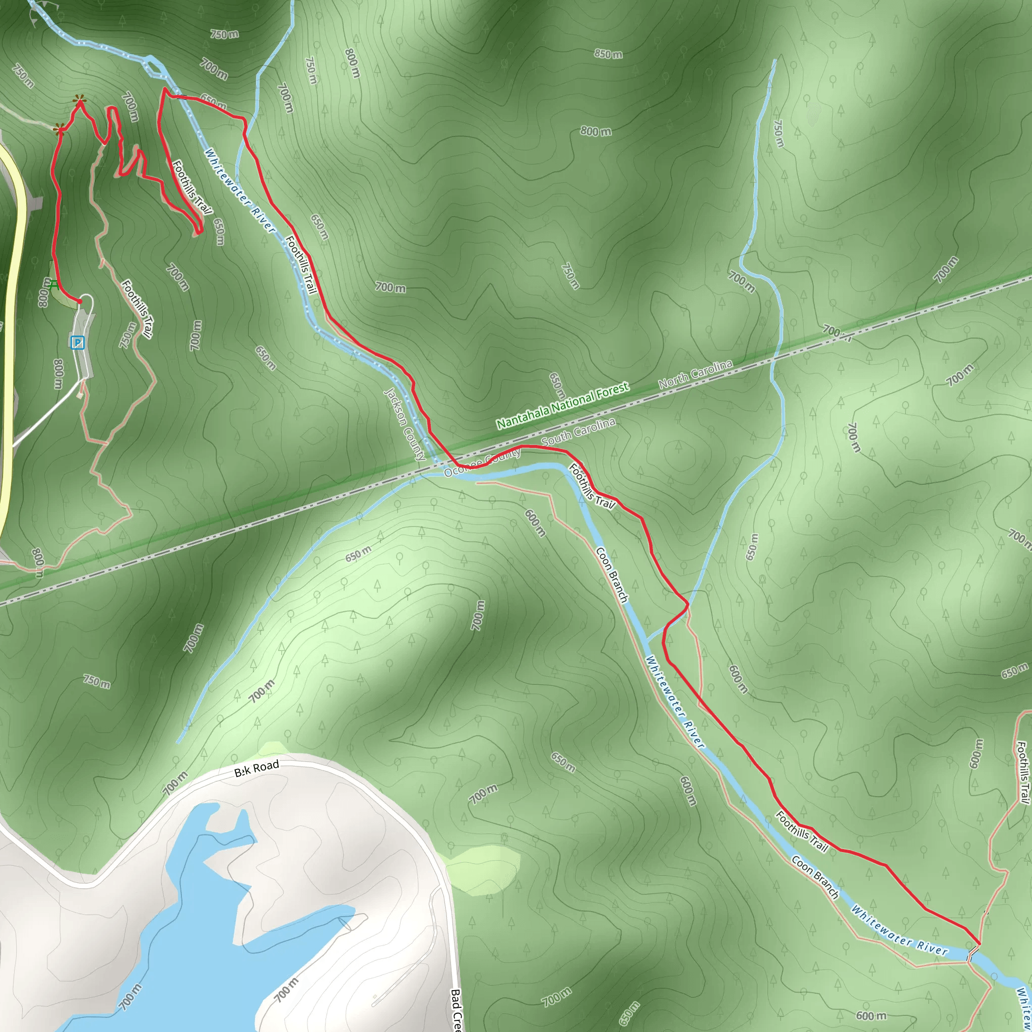 Whitewater River - Foothills Trail mobile static map