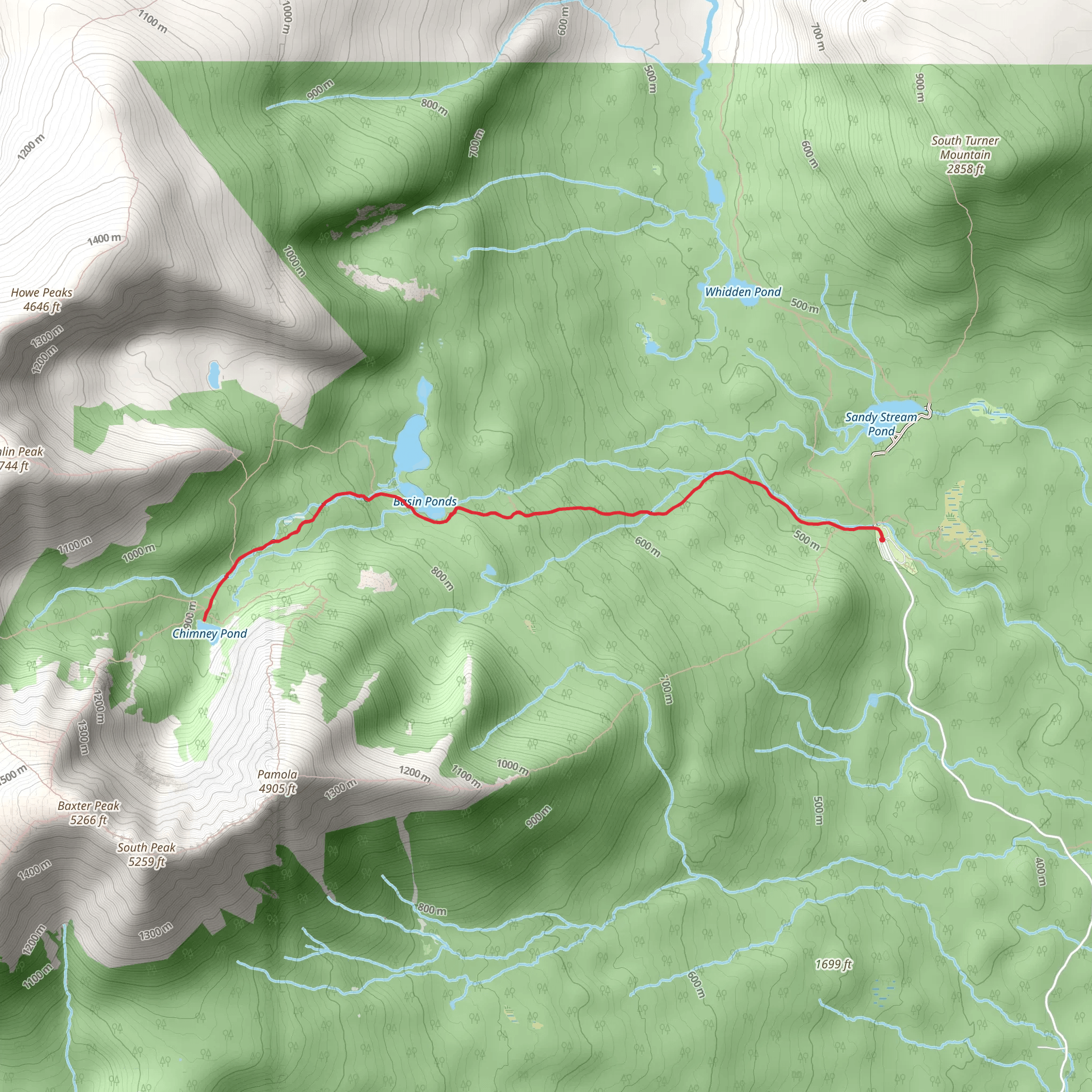 Chimney Pond Trail mobile static map