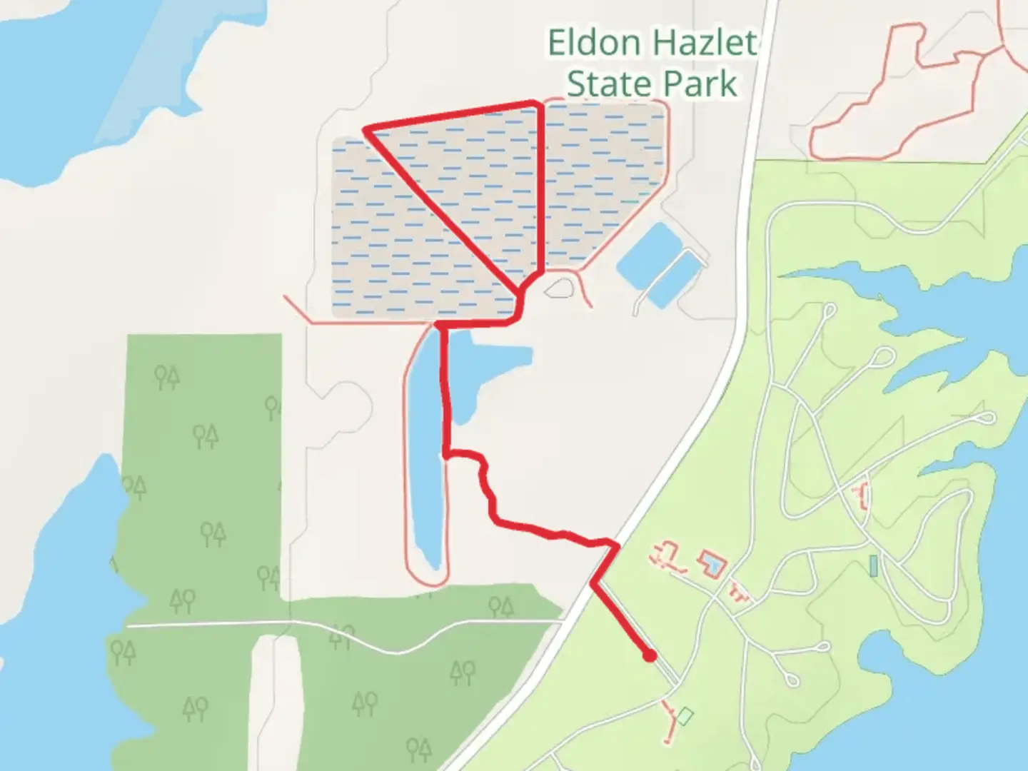 An image depicting the trail Eldon Hazlet State Park Loop - North and its surrounding area.