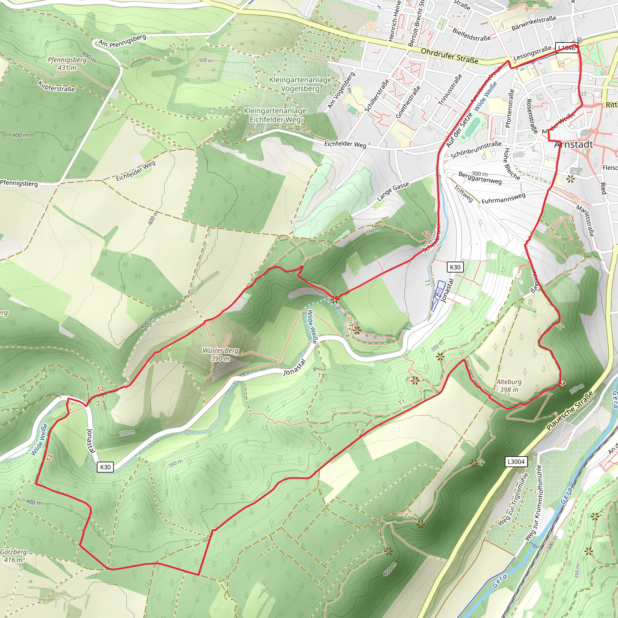 Jungfernsprung and Alteburg via Arnstadt Gossel mobile static map