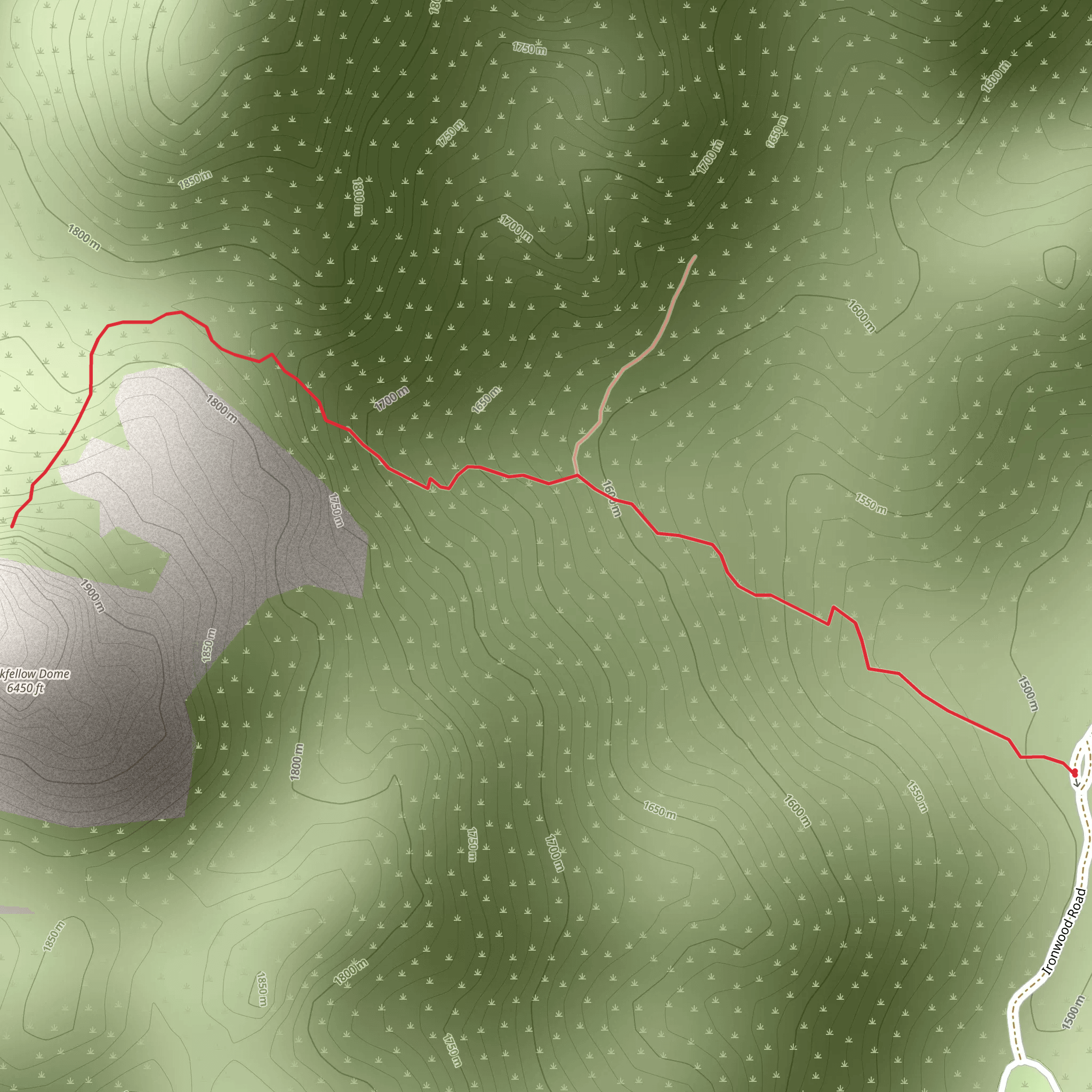 Rockfellow Dome Out and Back mobile static map