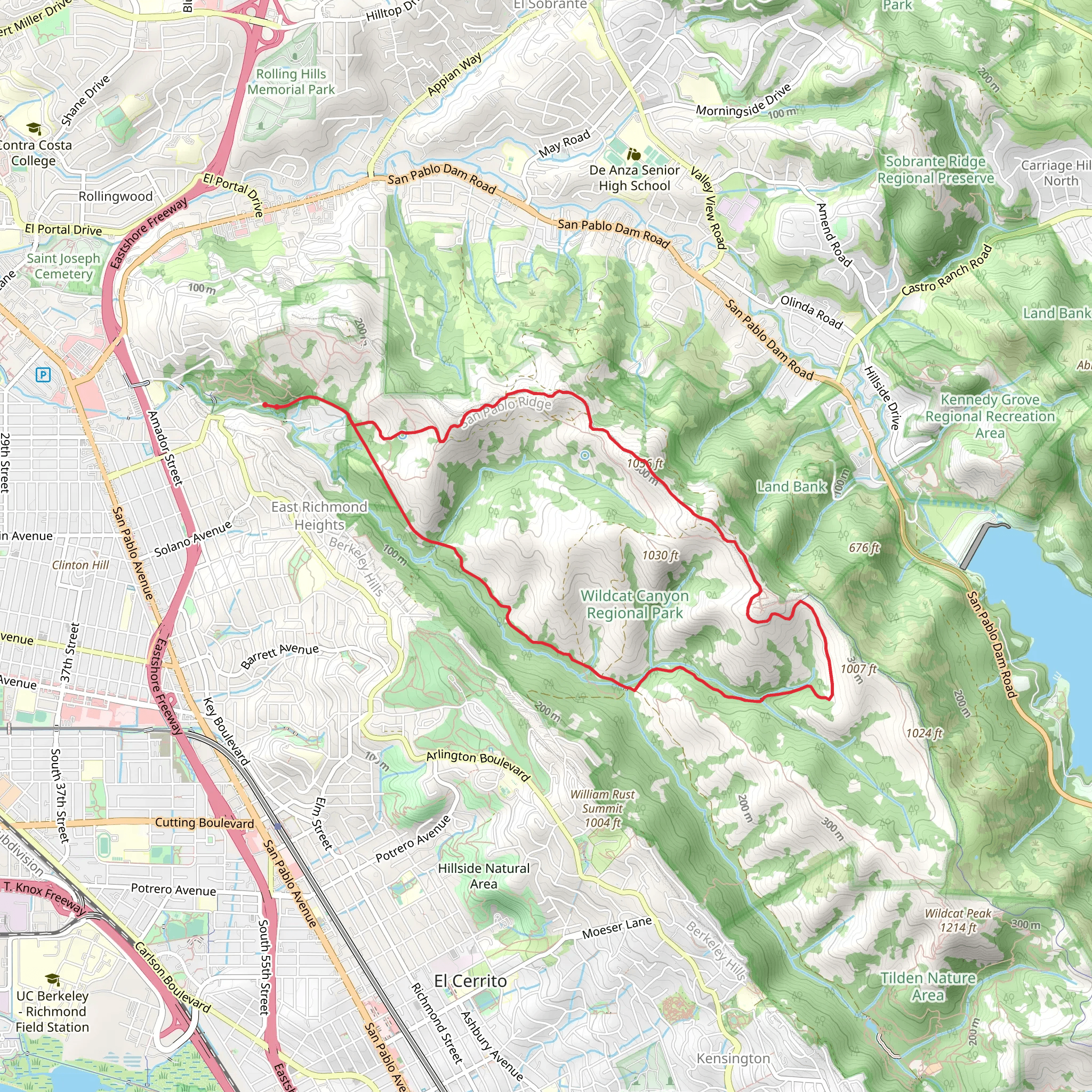Wildcat Creek, San Pablo Ridge and Belgum Loop Trail mobile static map