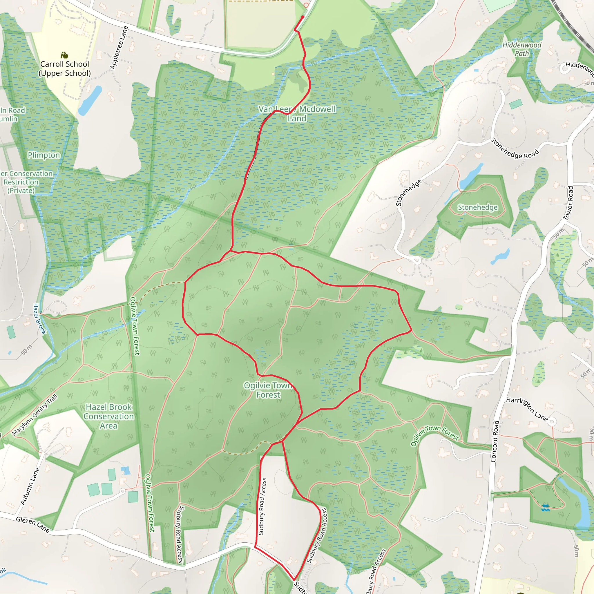 Bay Circuit and Sudbury Road Access Loop Trail mobile static map