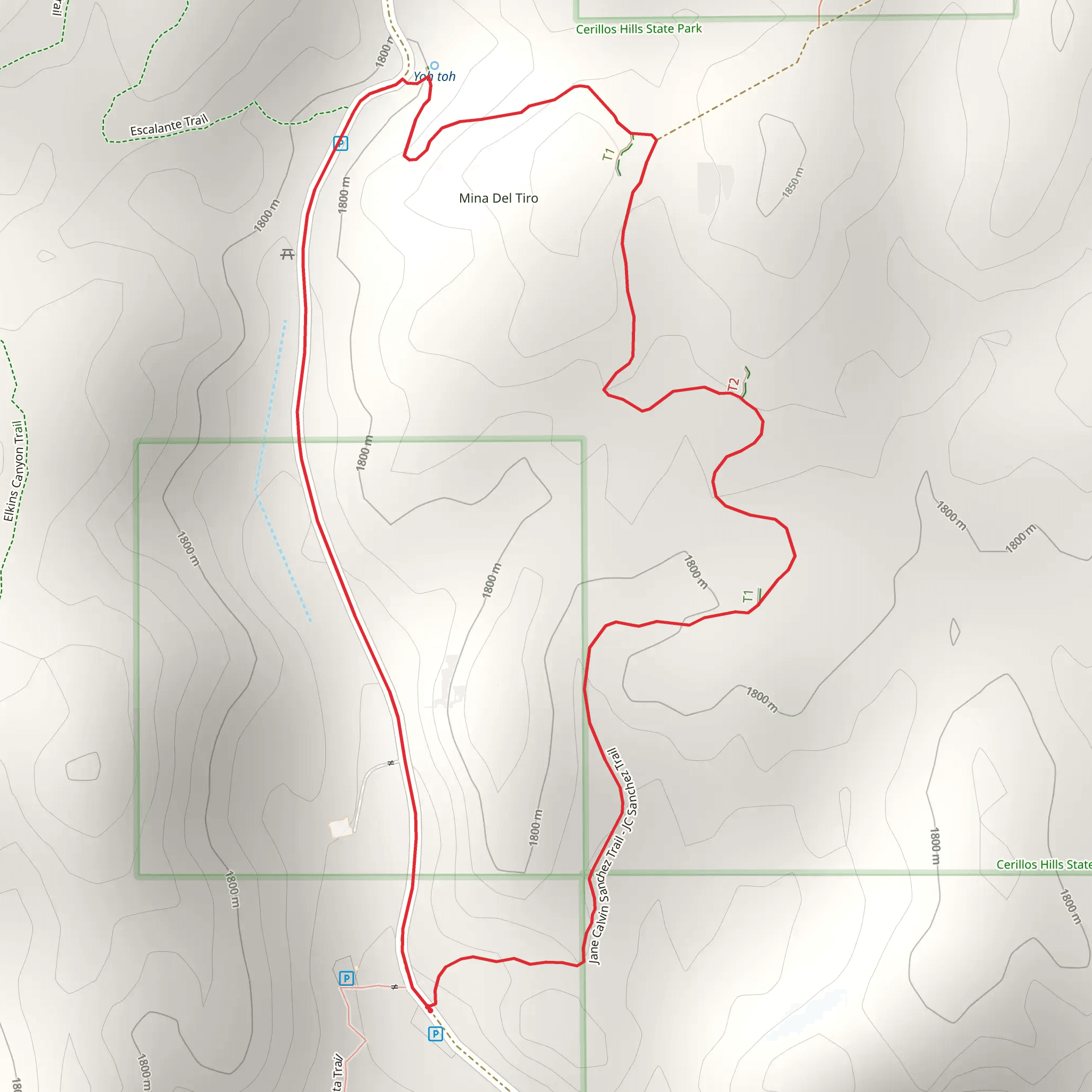 Jane Calvin Sanchez Trail and Gravel Pit Road Loop mobile static map