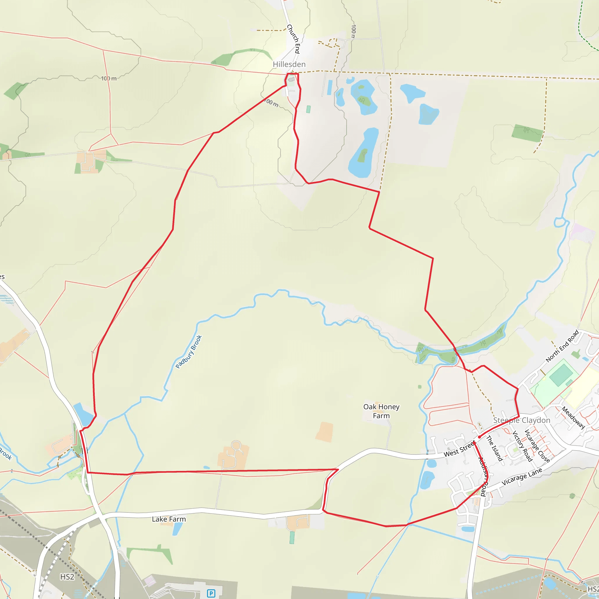Hillesden from Steeple Claydon mobile static map