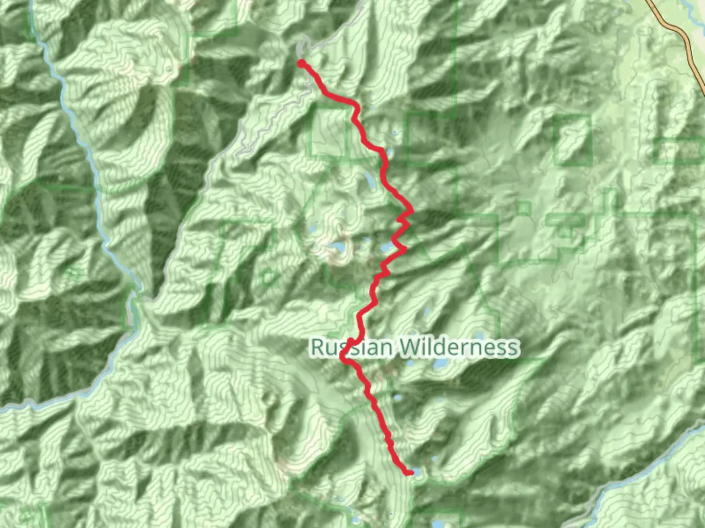 An image depicting the trail Bingham Lake via PCT and Etna Summit and its surrounding area.