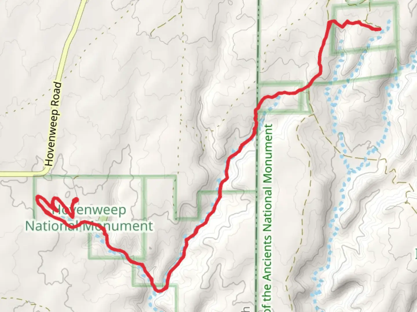 An image depicting the trail Hackberry Canyon via Ruins Trail and its surrounding area.