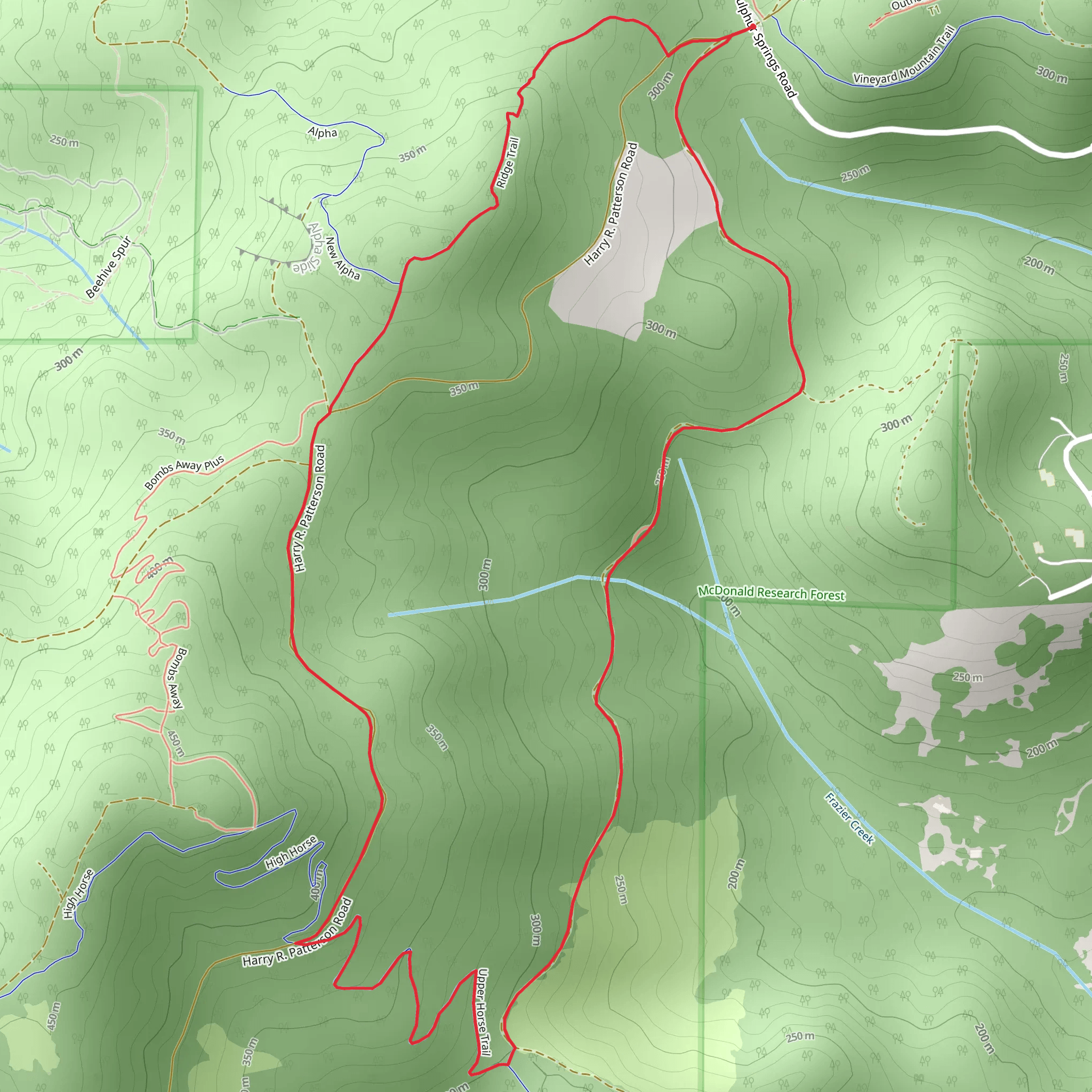 Upper Horse and Ridge Loop Trail mobile static map