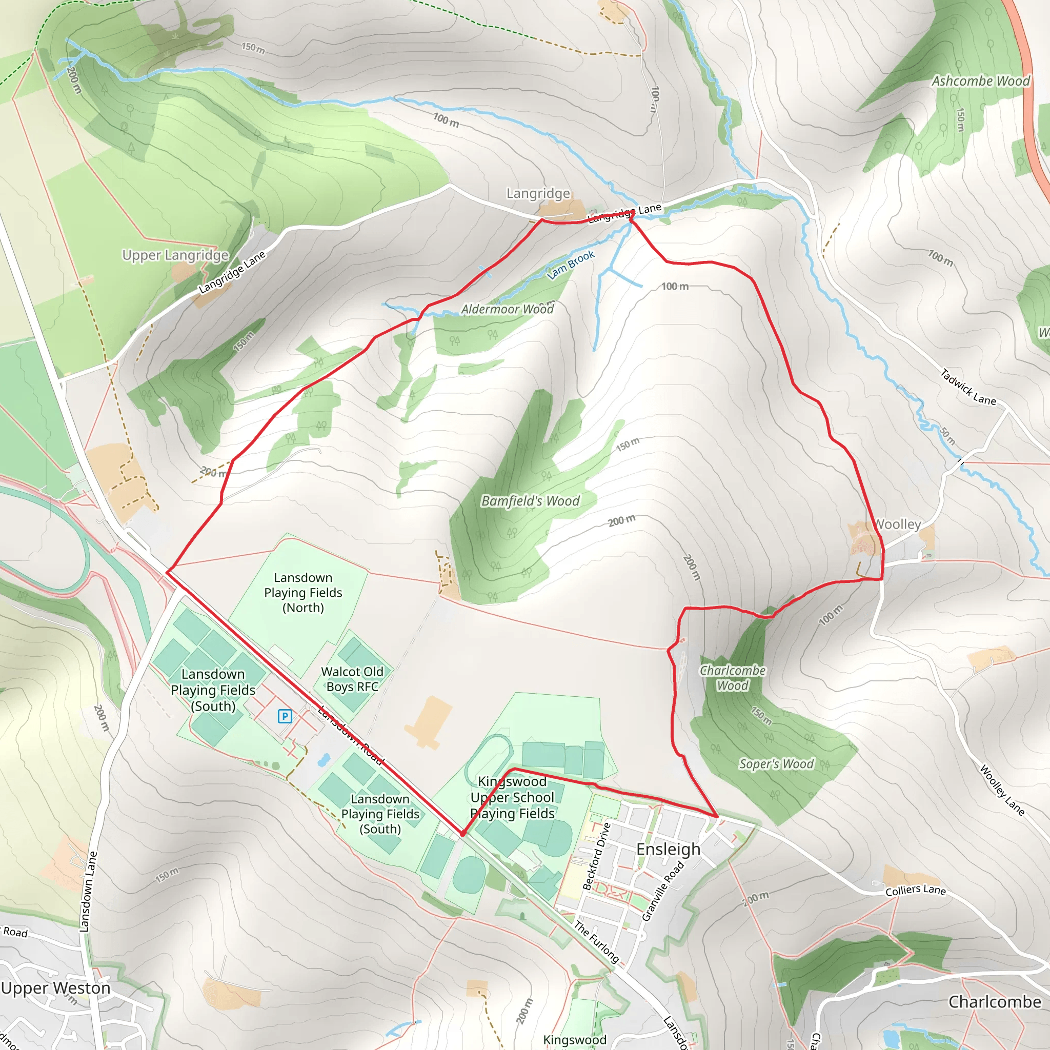 Charlcombe Country Park Loop mobile static map